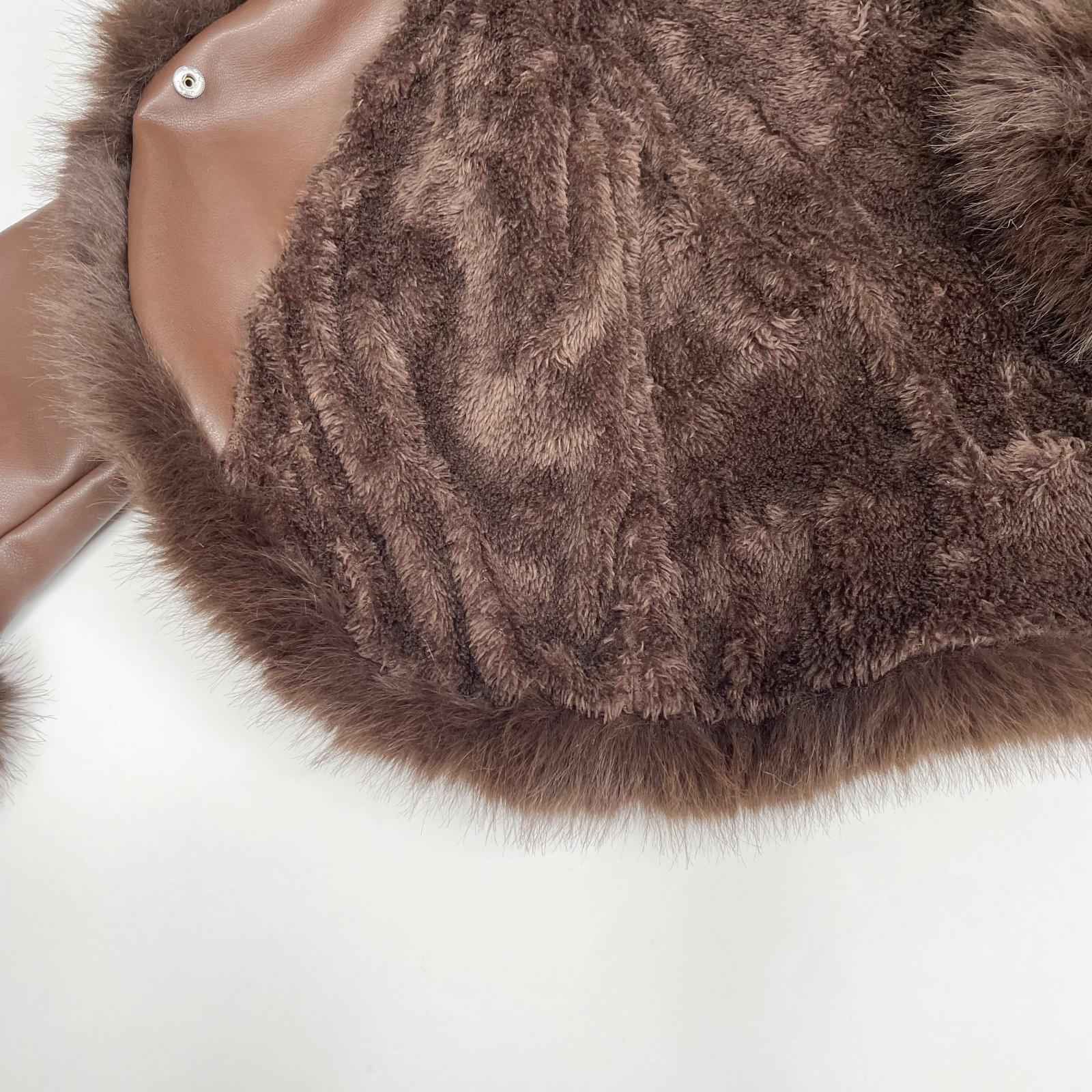 Eco-Friendly Leather-Like Faux Fur Trendy Suit Collar Buttoned Leather Coat - Janefur