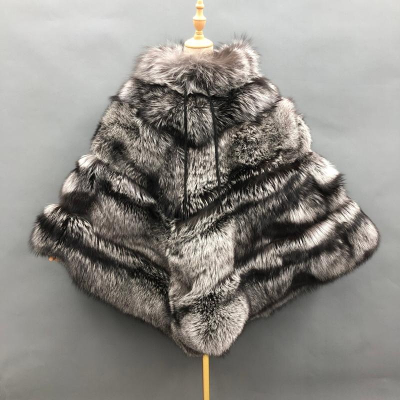 High Quality Women's Luxury Fox Fur Cloak Loose Genuine Fox - Janefur