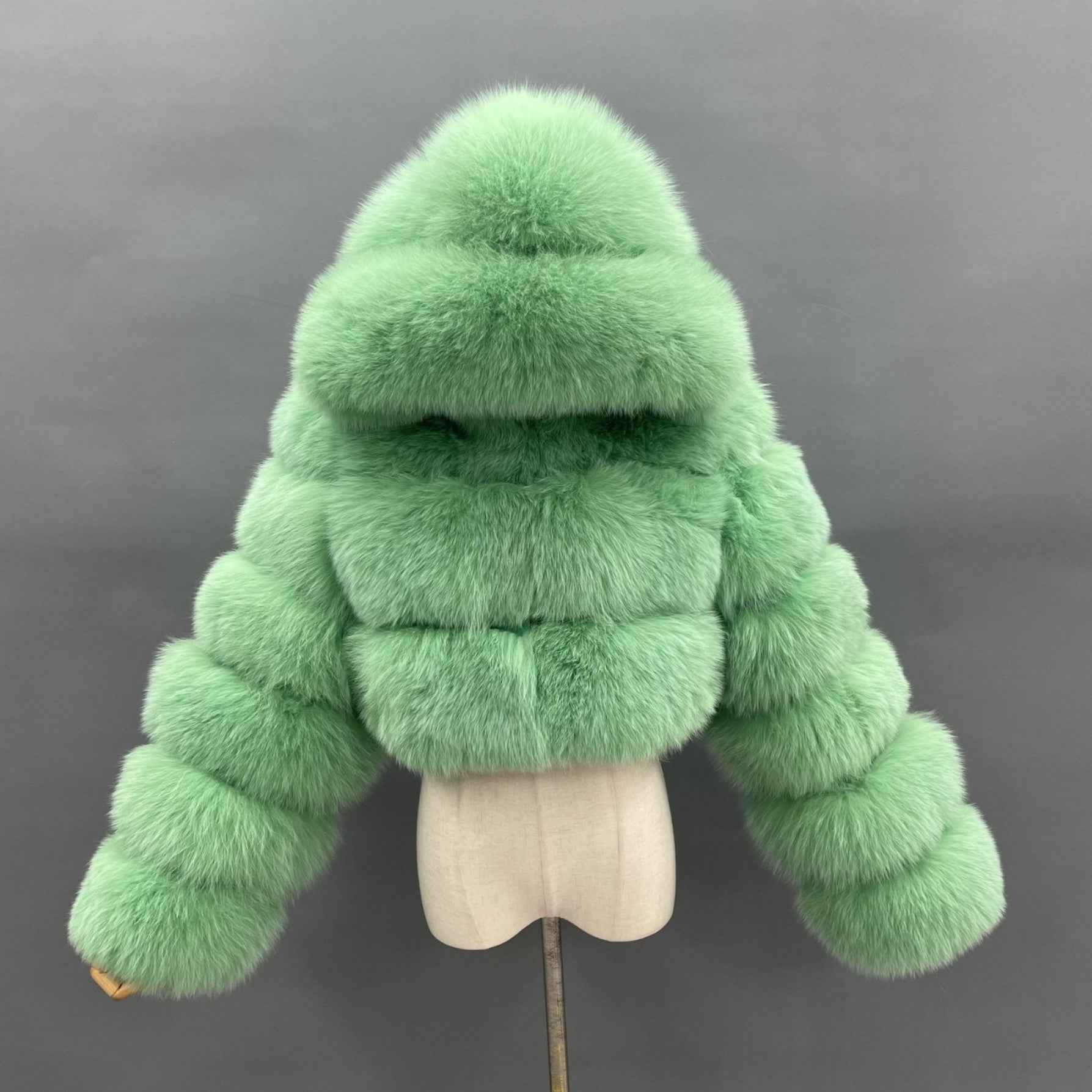 New Women's Winter Rainbow Fox Fur Hooded Coat - Janefur