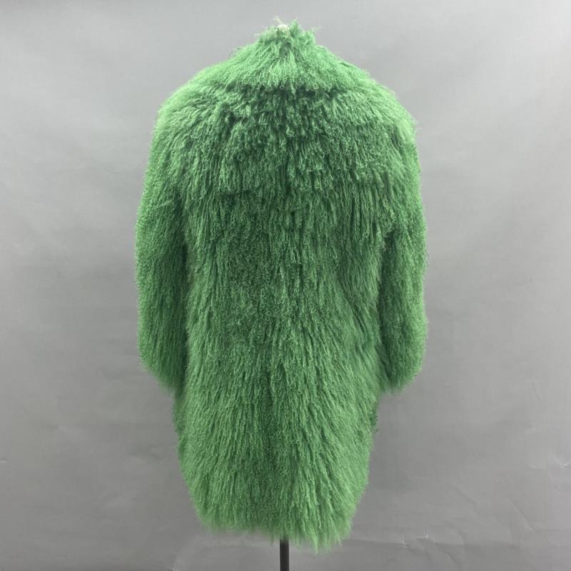 Janefur Women's long Mongolian lamb fur fashion coat - Janefur