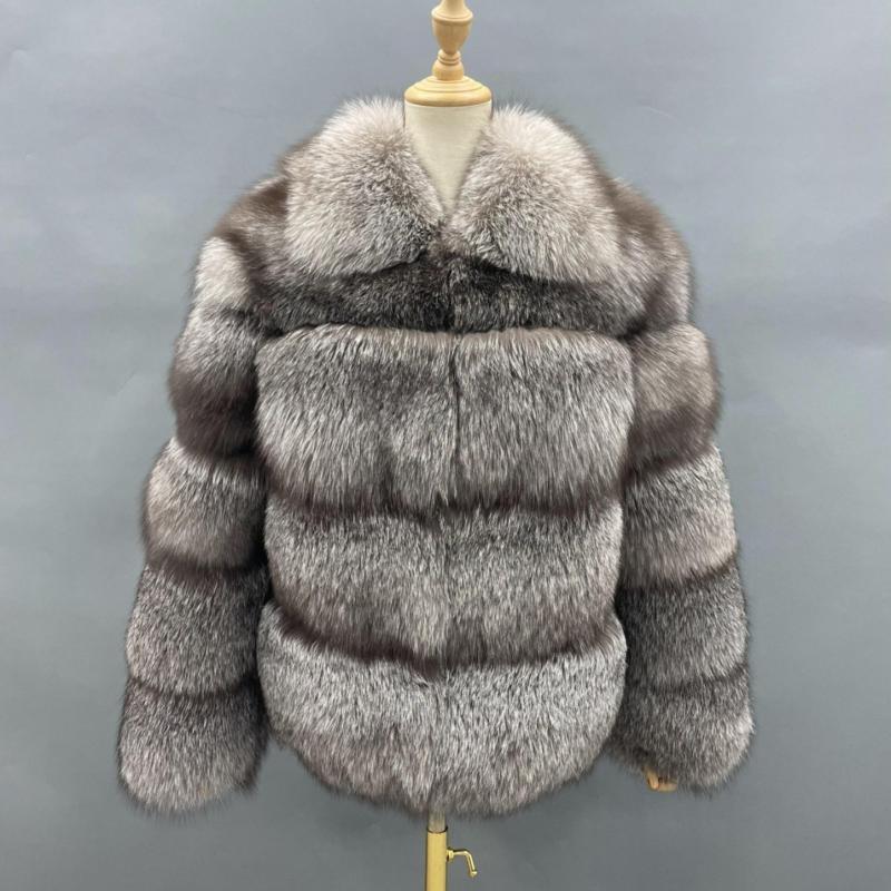 Warm Winter Ladies Real Fox Fur Fluffy Luxury Coat - Janefur