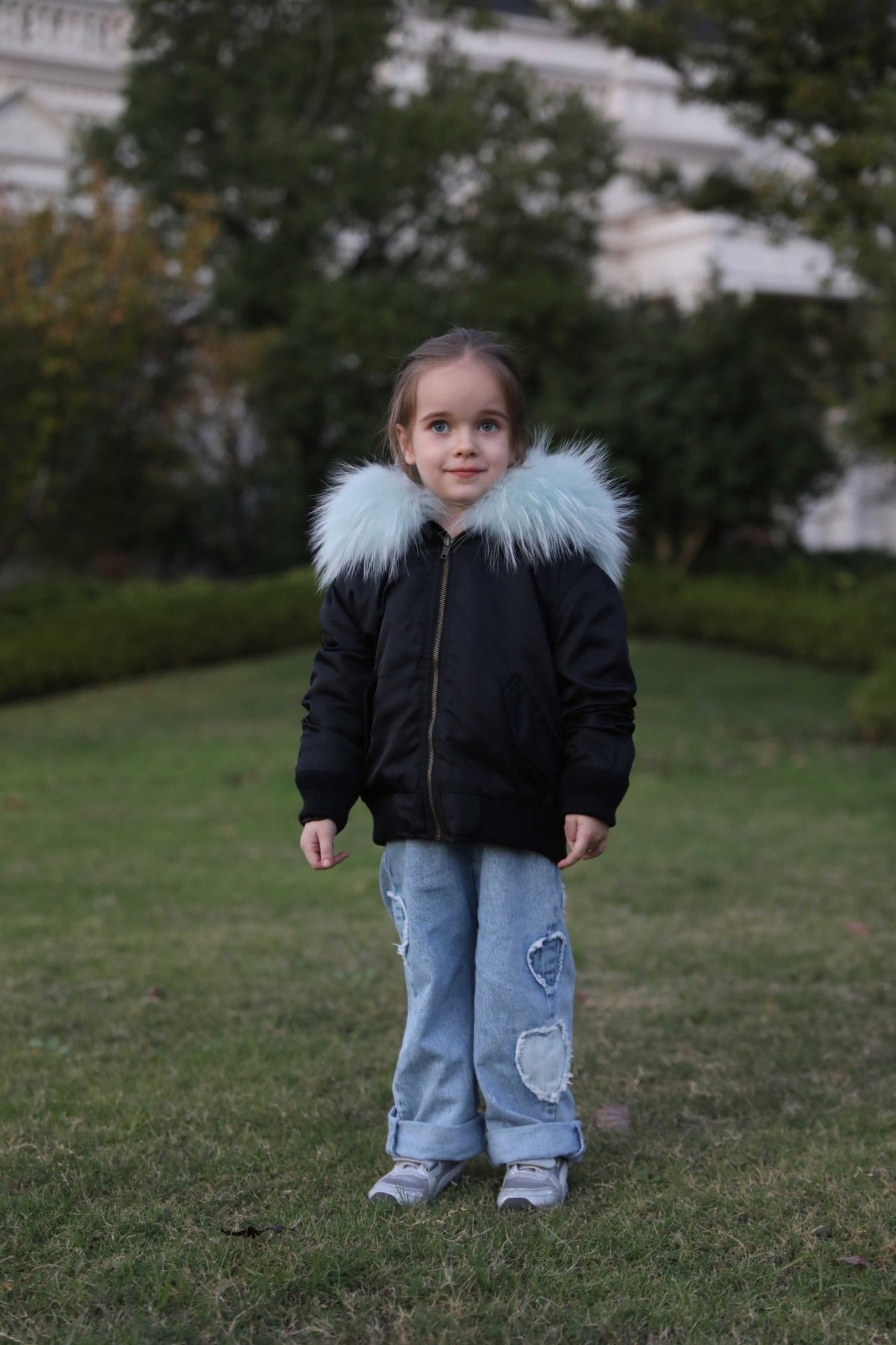 Children's Winter Fashion Warm Raccoon Collar Parka - Janefur