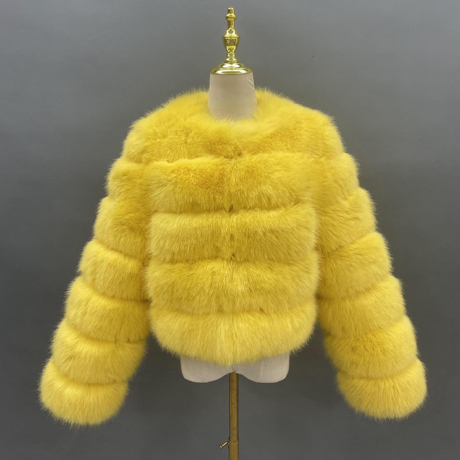 Women's Short Striped Faux Fur Coat Eco Fur Jacket - Janefur