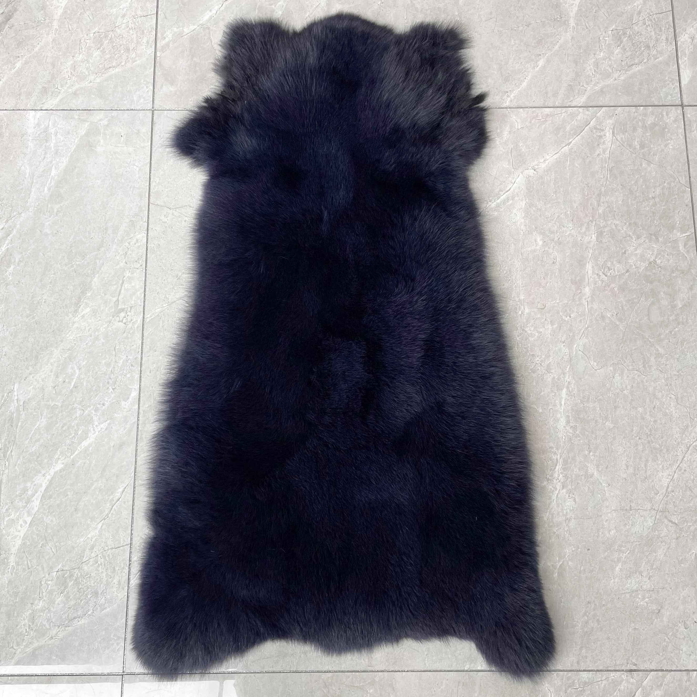 Women's Short Winter Trend Real Fox Fur Coat Solid Color Hooded 1#Navy
