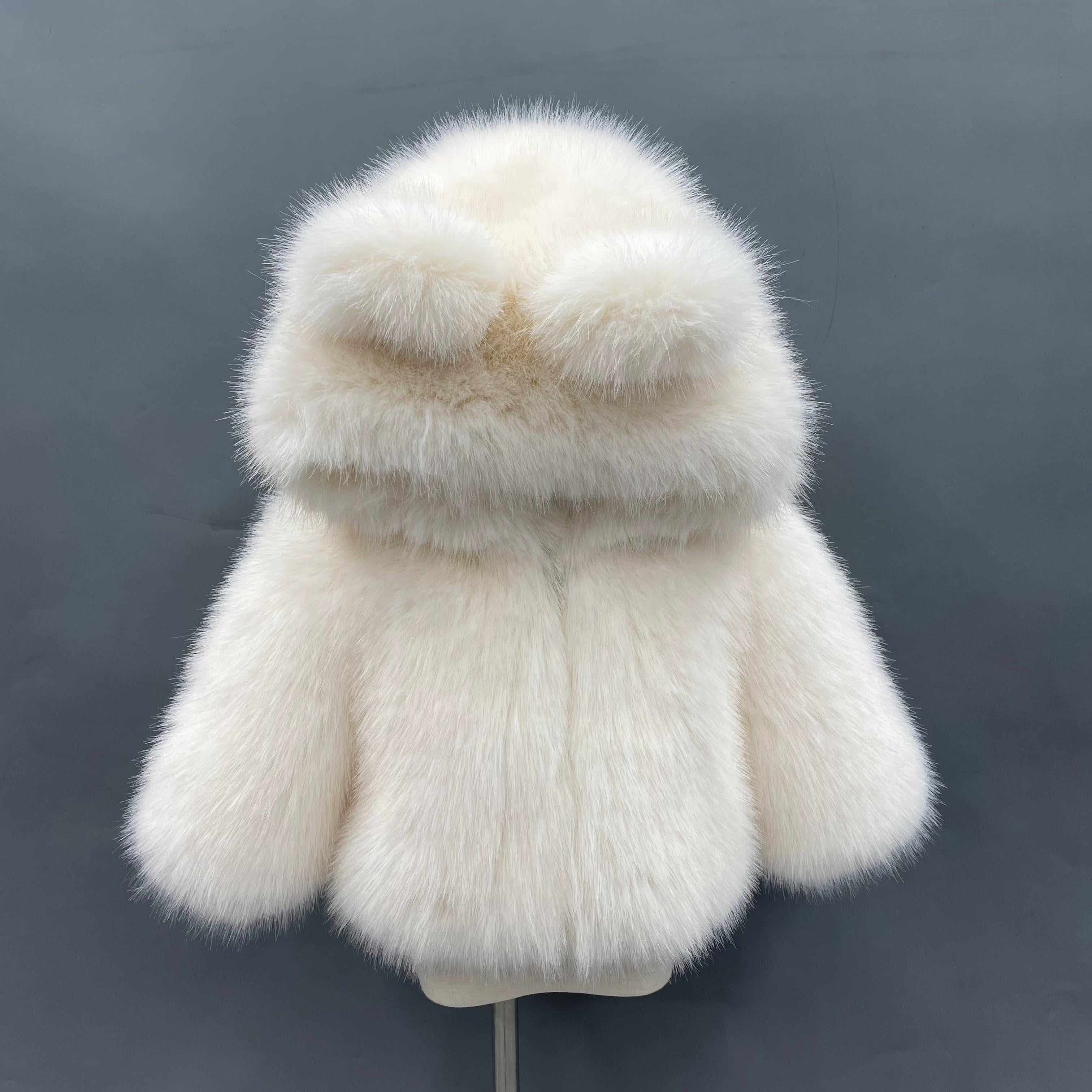 Children's Cute Bear Ears Children's Eco Fur Sweatshirt Jacket - Janefur