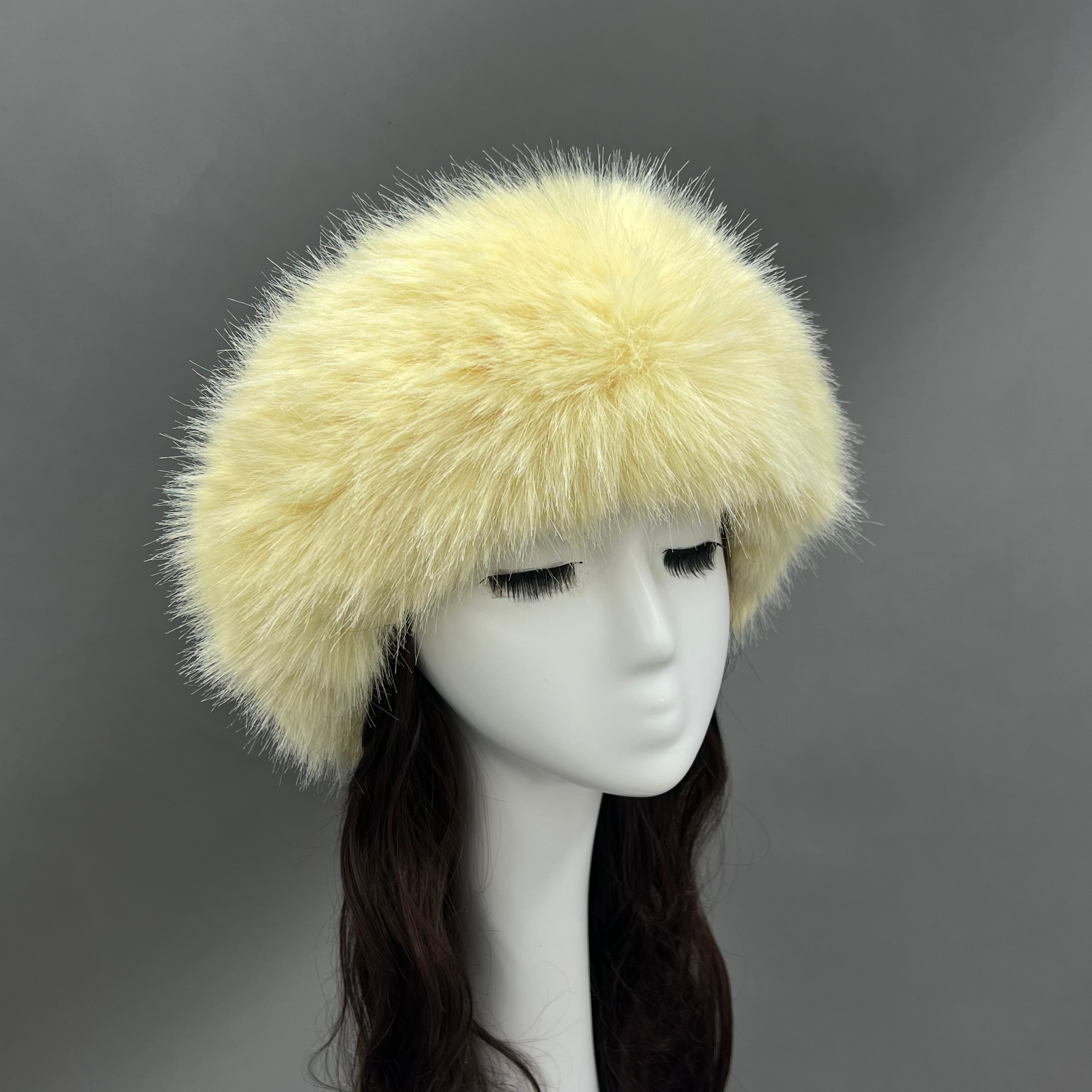 Luxury Burgundy Faux Fur Hat for Women – Warm Winter Headwear, Fashionable Pom Pom Style, Soft & Stylish False Hair Cap 20# F