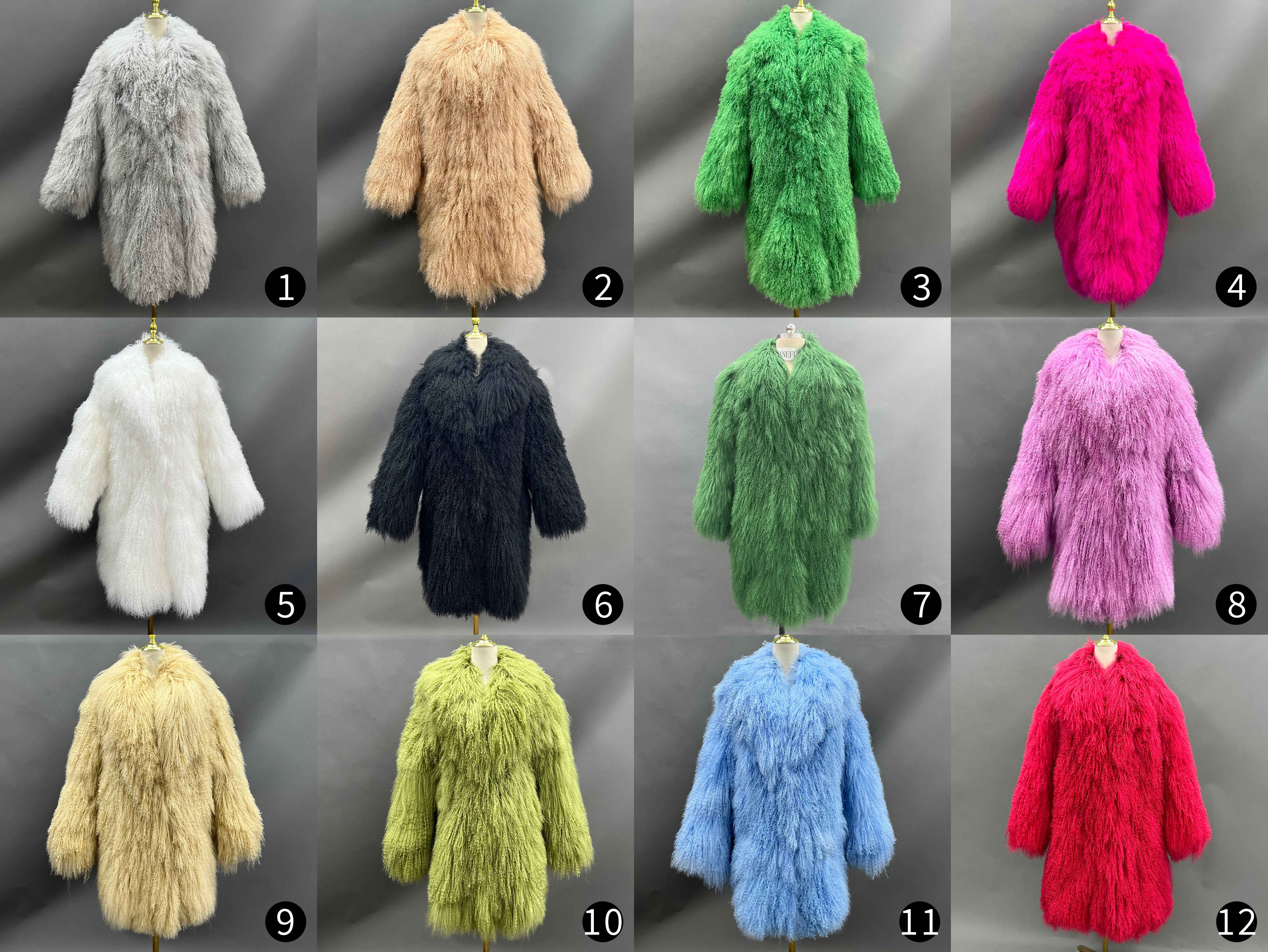 Men's Long Emerald Green Mongolian Lamb Fur Coat – Full-Length Curly Hair, Open Front, Streetwear Style Winter Outerwear for Men