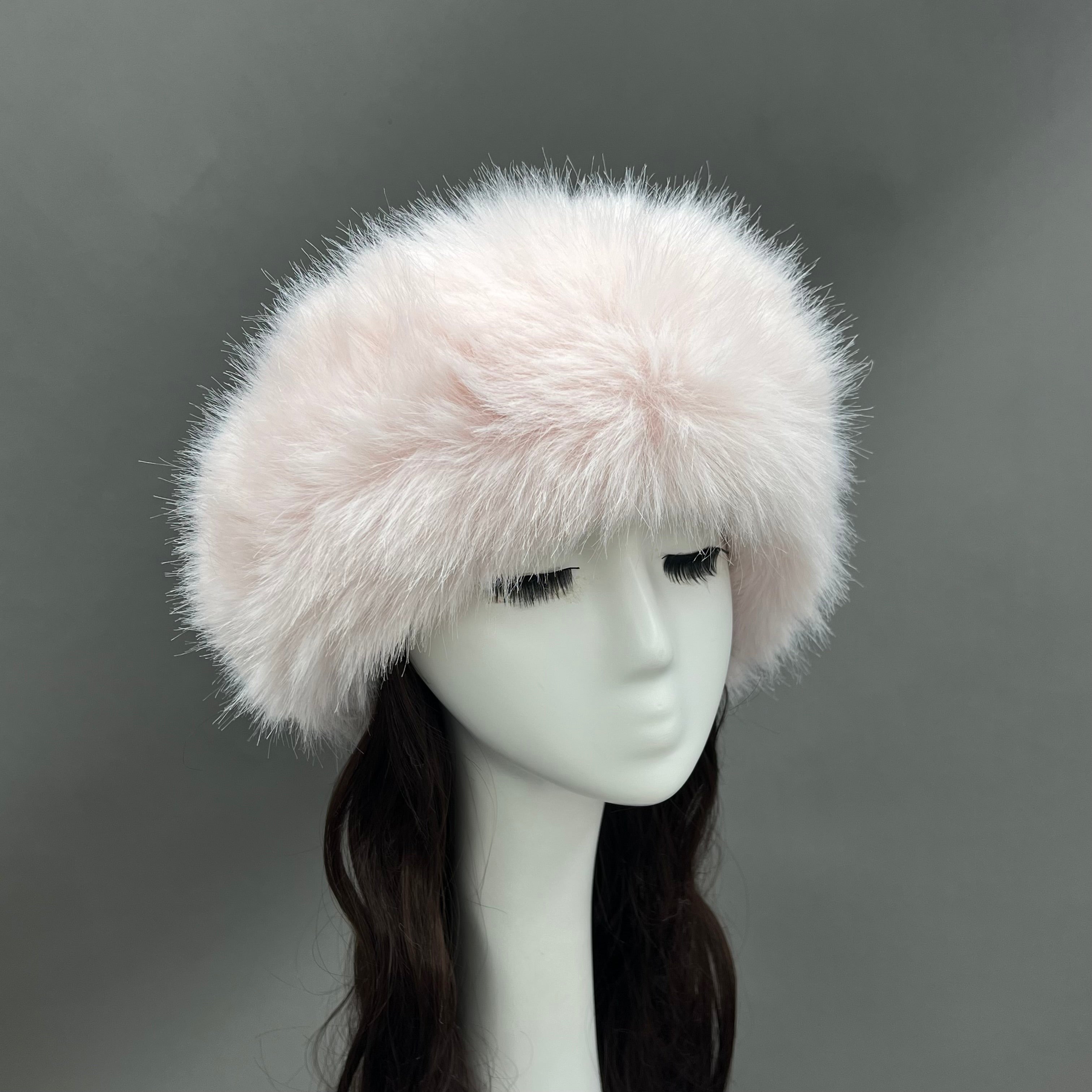 Luxury Burgundy Faux Fur Hat for Women – Warm Winter Headwear, Fashionable Pom Pom Style, Soft & Stylish False Hair Cap 22# F