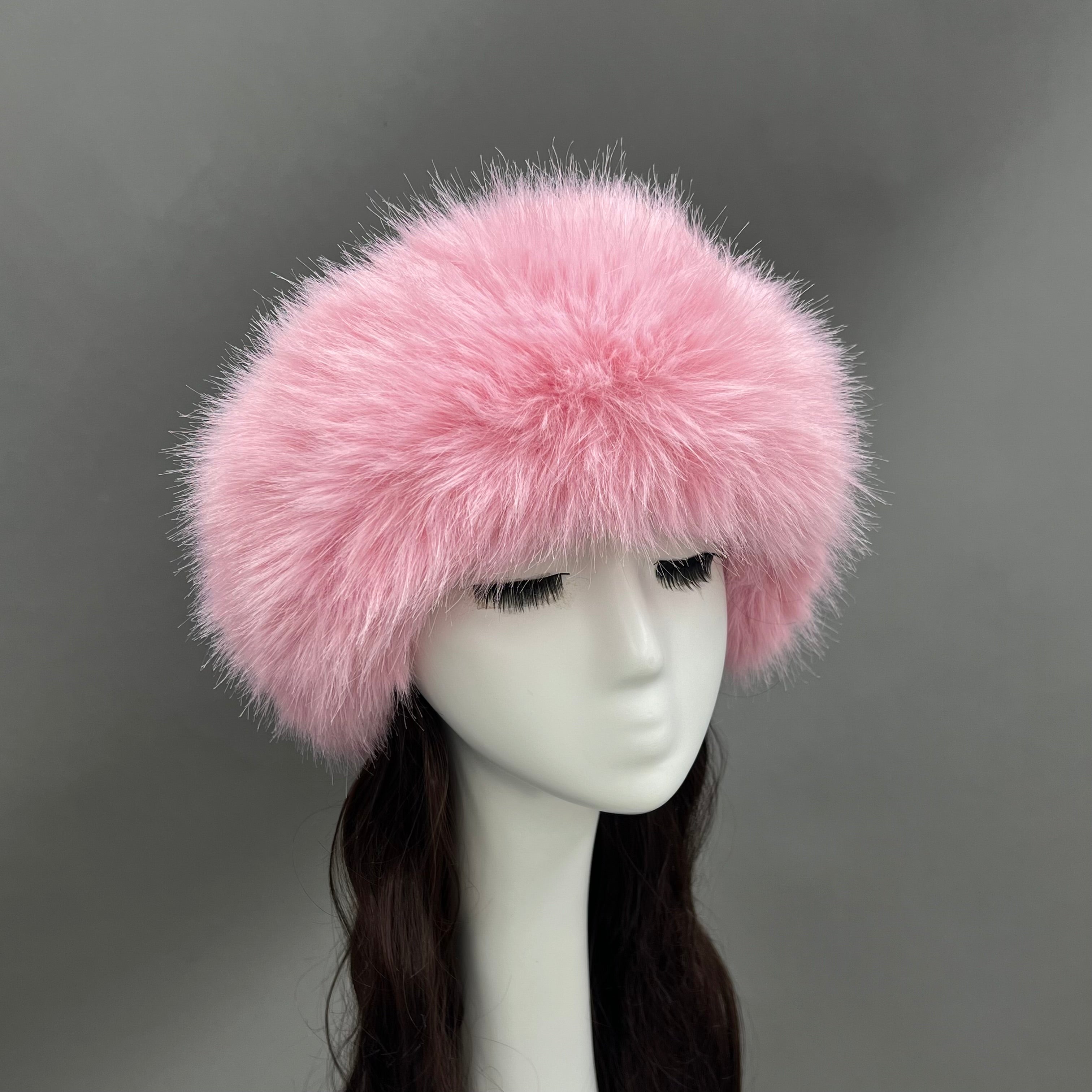 Luxury Burgundy Faux Fur Hat for Women – Warm Winter Headwear, Fashionable Pom Pom Style, Soft & Stylish False Hair Cap 26# F