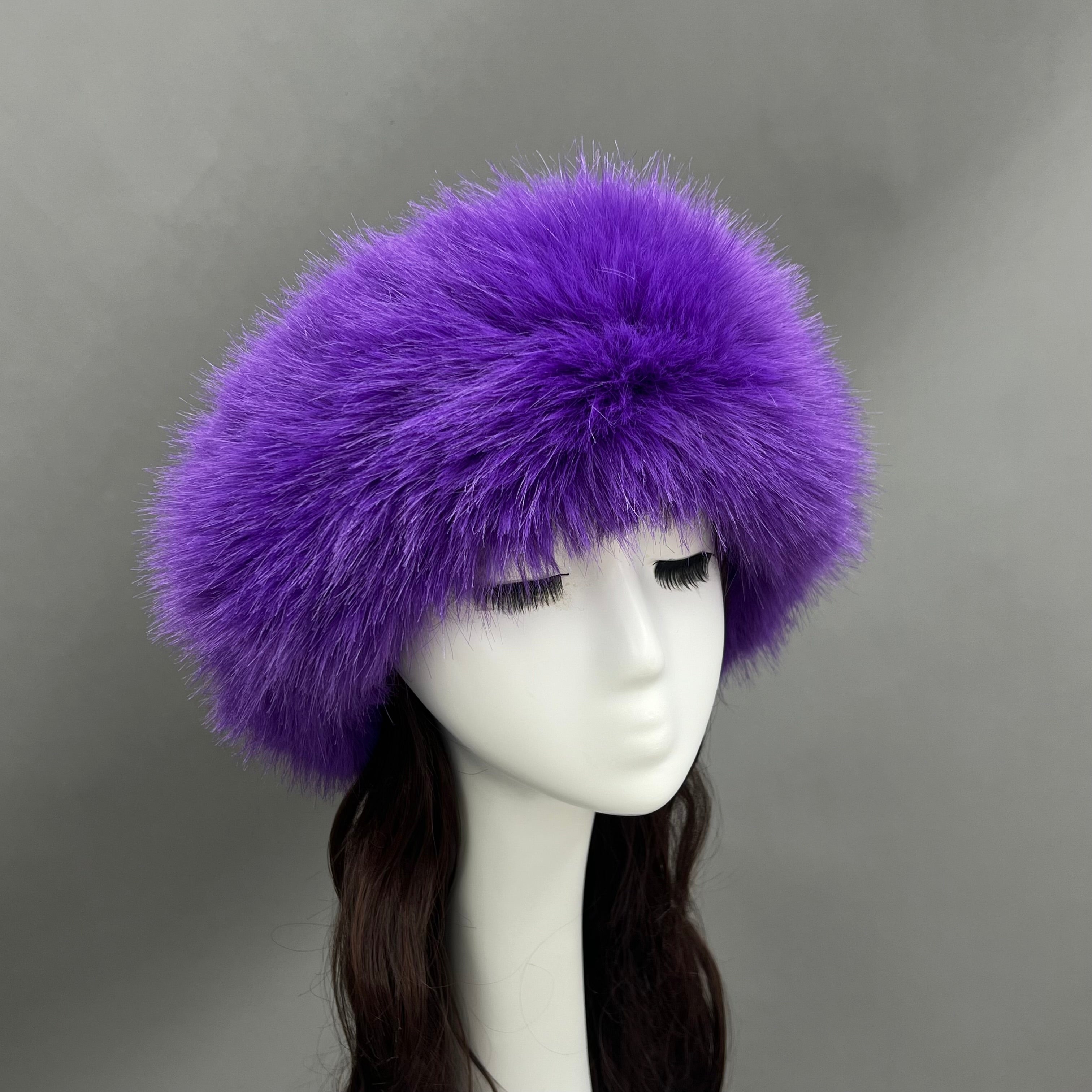 Luxury Burgundy Faux Fur Hat for Women – Warm Winter Headwear, Fashionable Pom Pom Style, Soft & Stylish False Hair Cap 27# F