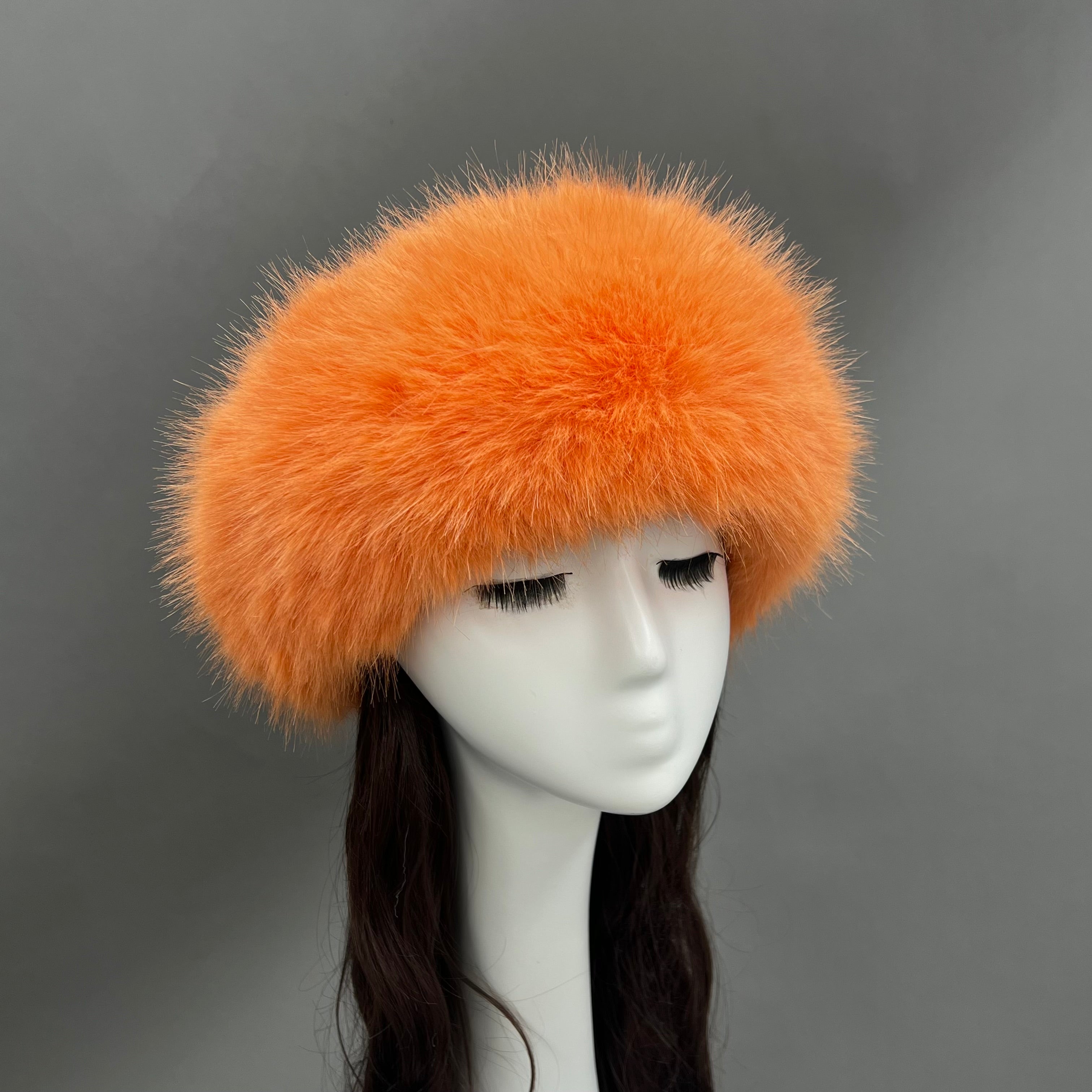 Luxury Burgundy Faux Fur Hat for Women – Warm Winter Headwear, Fashionable Pom Pom Style, Soft & Stylish False Hair Cap 28# F