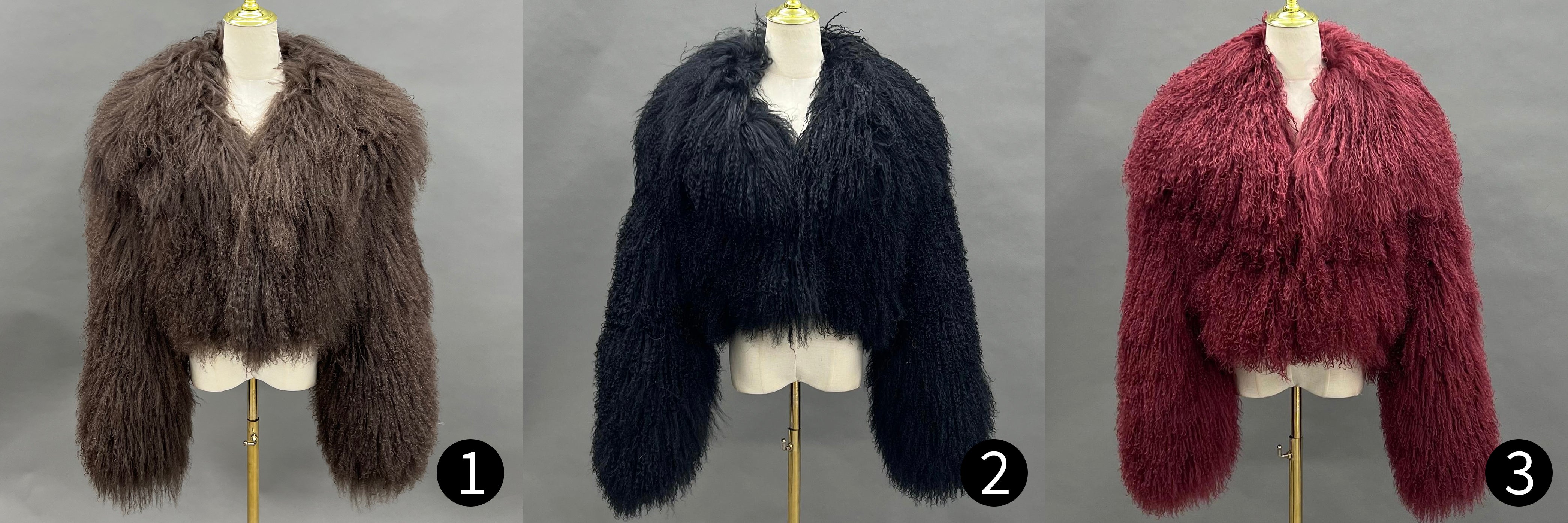 Women's Mongolian Lamb Fur Large Collar Casual Short Fur Jacket Outwear Coat