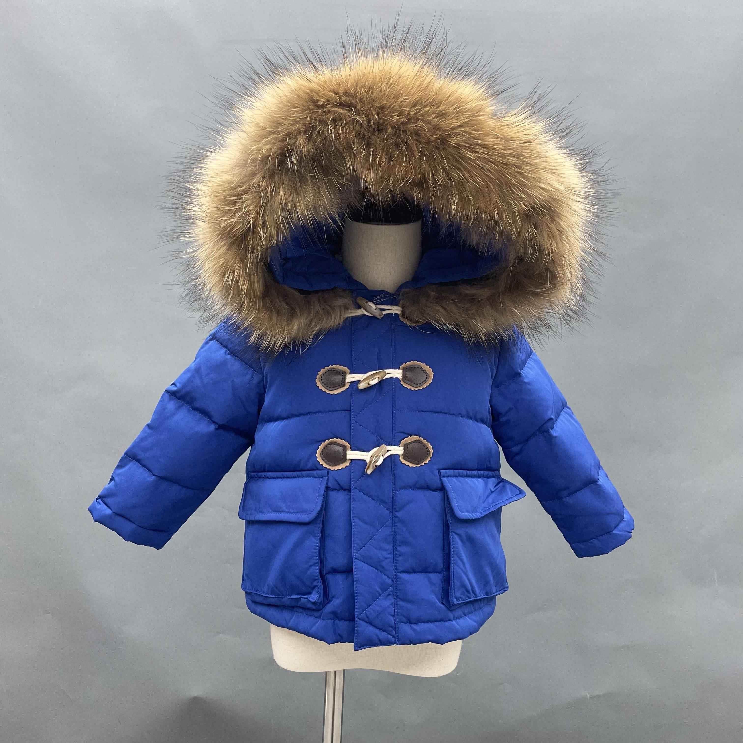 Down Raccoon Fur Hood Kid's Coat Winter Kids Mid-length Clothing Jacket
