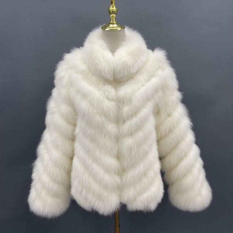 Detachable Collar Two-sided Real Fox Fur Winter Women's Short Coat - Janefur