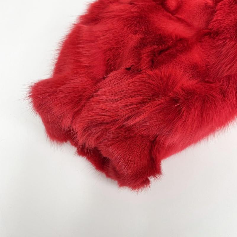 Red Coat Zipper Lapel Windproof Men's Fashion Fox Fur Jacket - Janefur