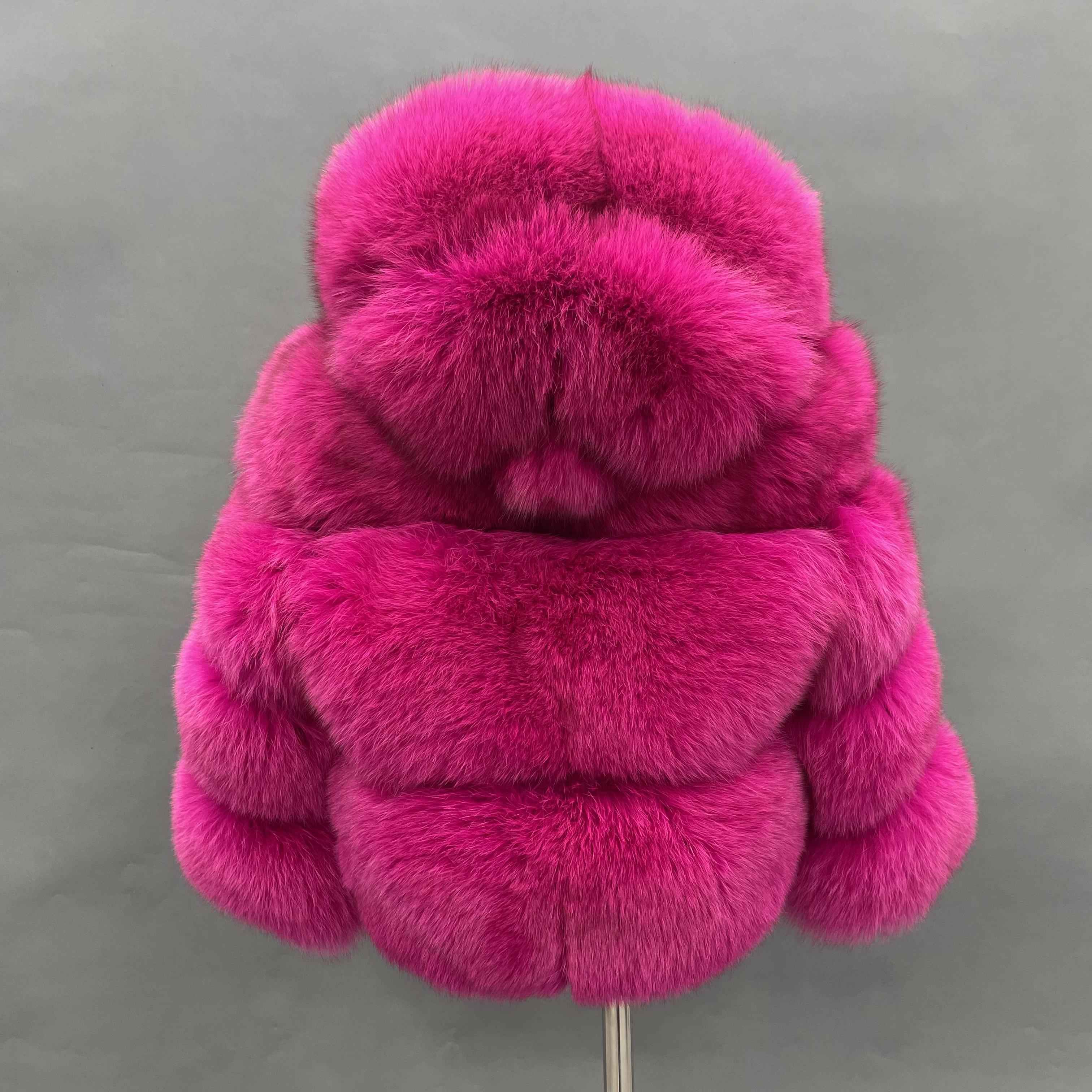 Children's fox fur coat kid's hooded winter coat