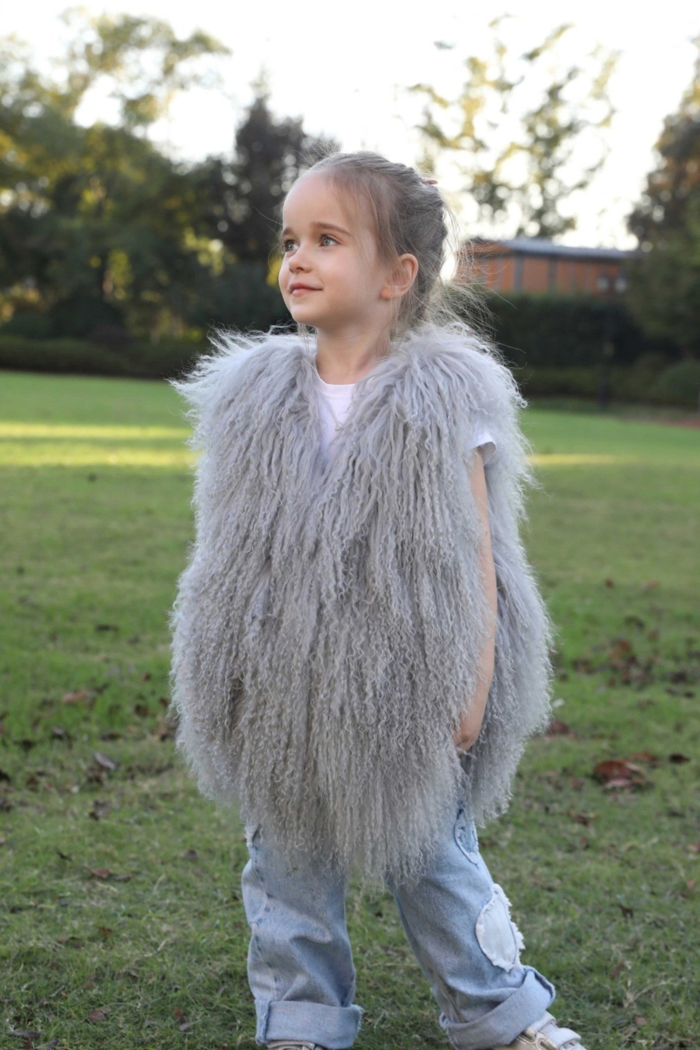 New Solid Color Children's Autumn and Winter Mongolian Lamb Fur Vest Soft and Comfortable - Janefur