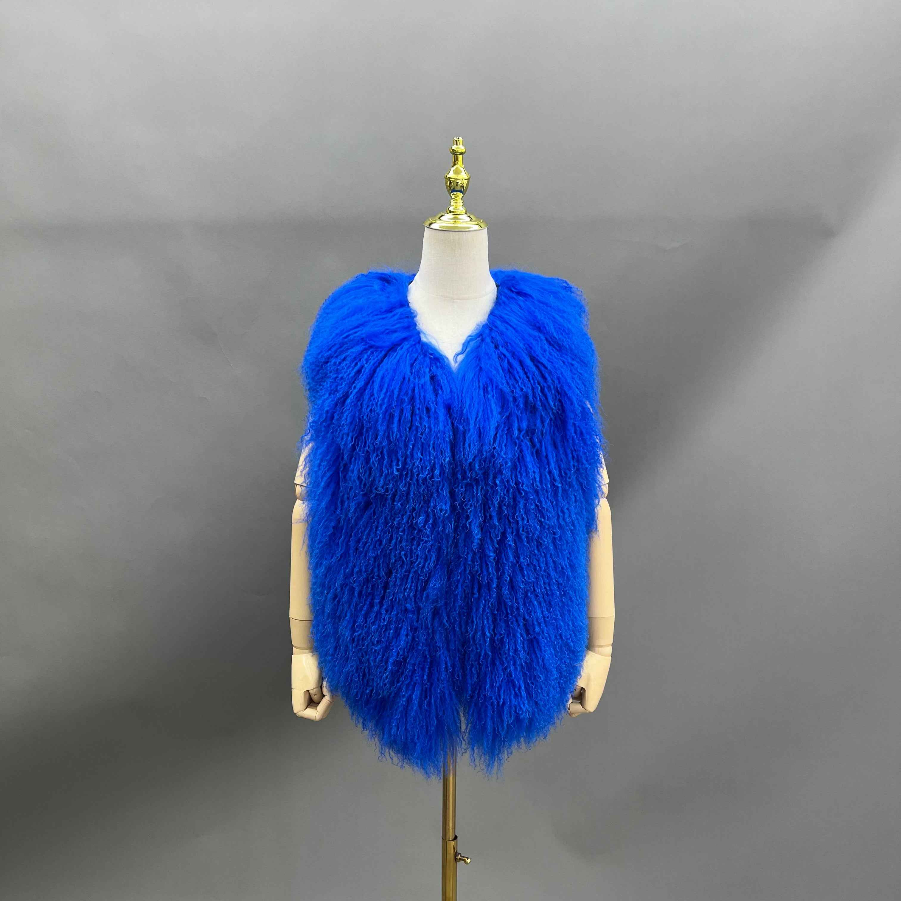 Women's  Tibetan Lamb Wool Vest - Short Fuzzy Luxury Fur Gilet for Winter Fashion