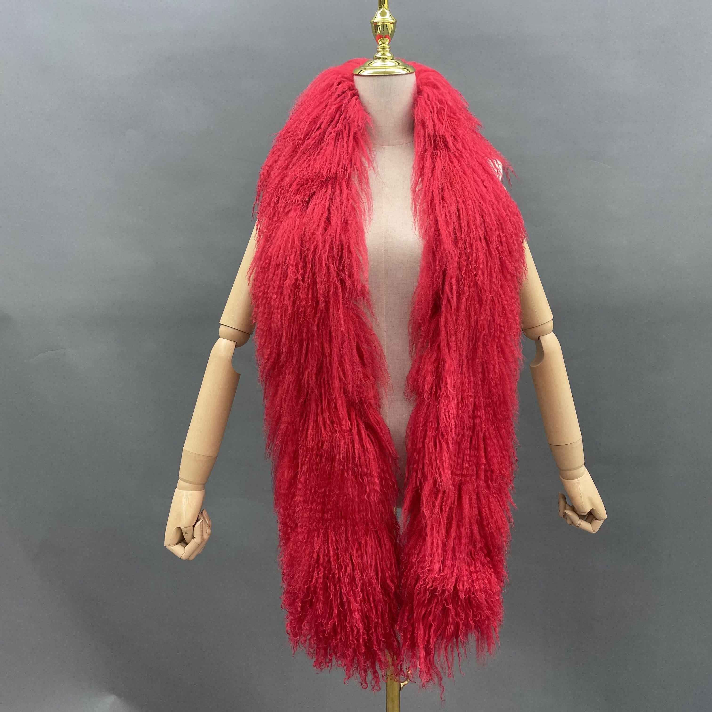 Women's Luxurious Tibetan Lamb Wool Scarf - Winter Fashion Accessory Red F