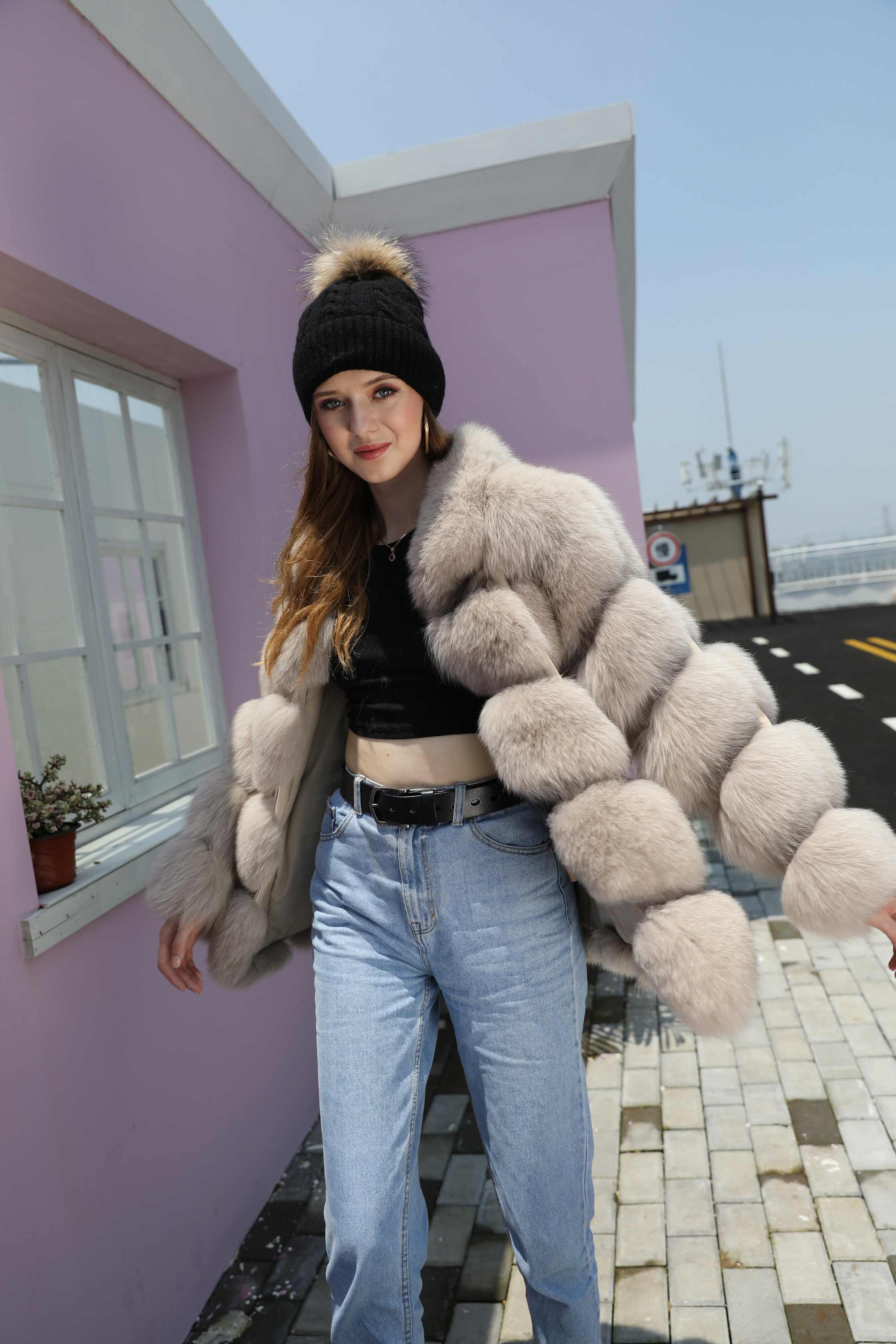 Winter Luxury Blue Fox Coat Real Fox Fur Women's Fashion Jacket - Janefur