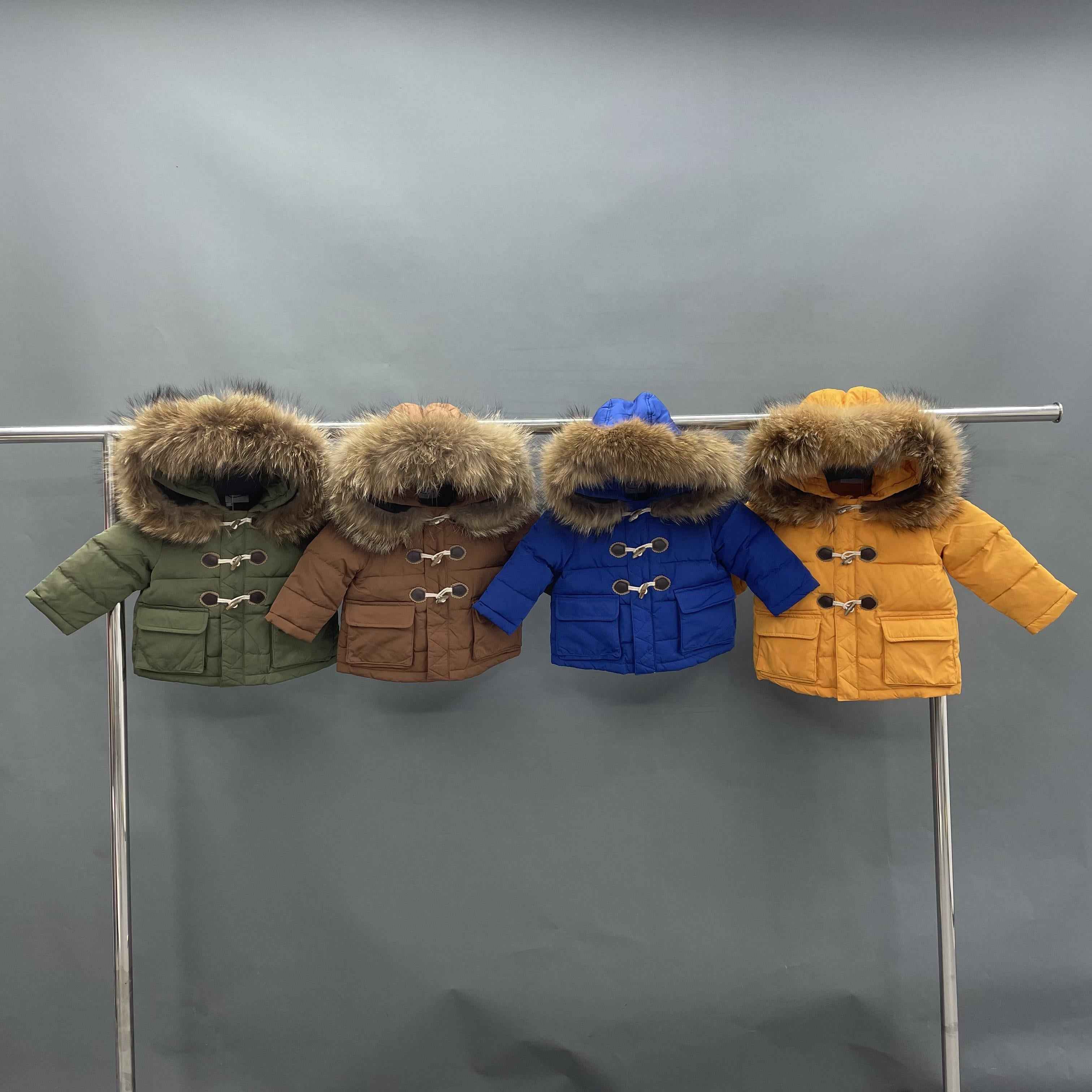 Down Raccoon Fur Hood Kid's Coat Winter Kids Mid-length Clothing Jacket