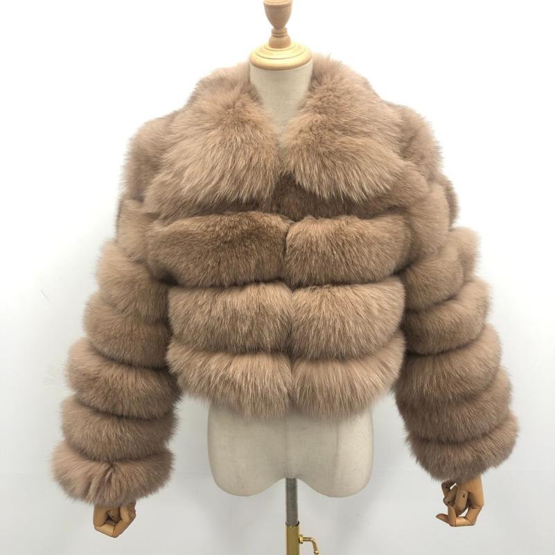 Women's Short Zip Fox Leather Jacket Square Neck Fluffy Fashion Coat - Janefur