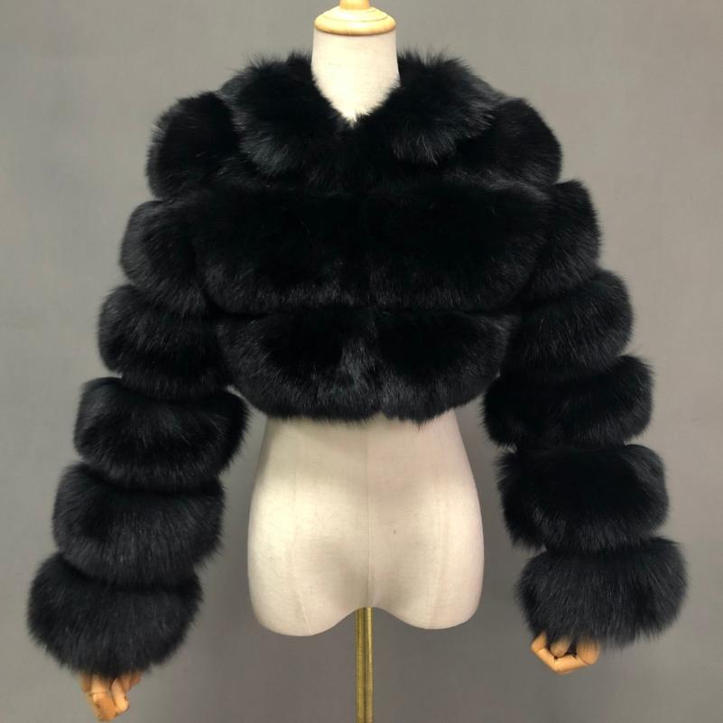 Winter Thick Warm Real Fox Fur Jacket Fashion Short Blue Fur Coat Women - Janefur
