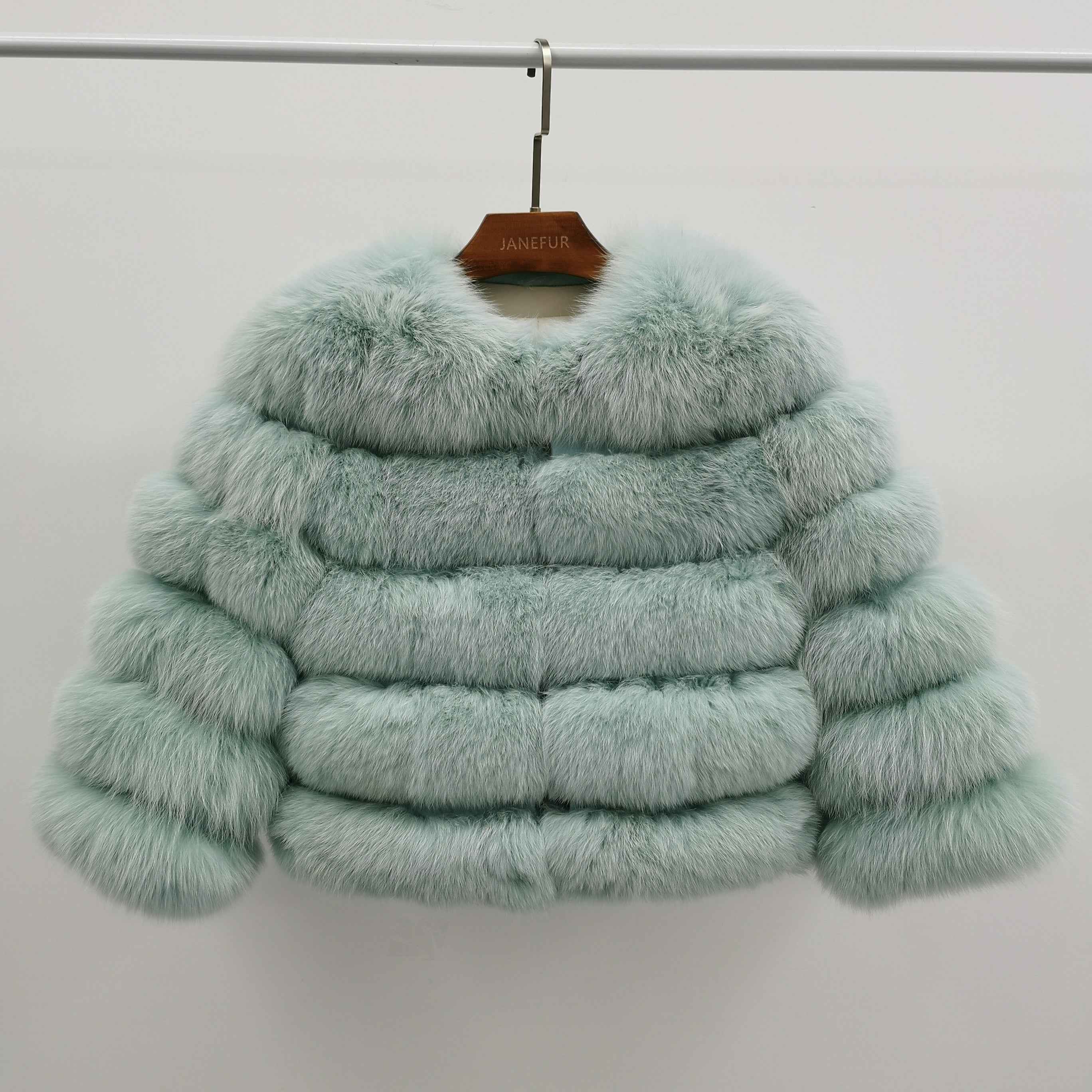 New Winter Warm Short Style Coat Real Fox Fur Women's Jacket 15# Mint Green