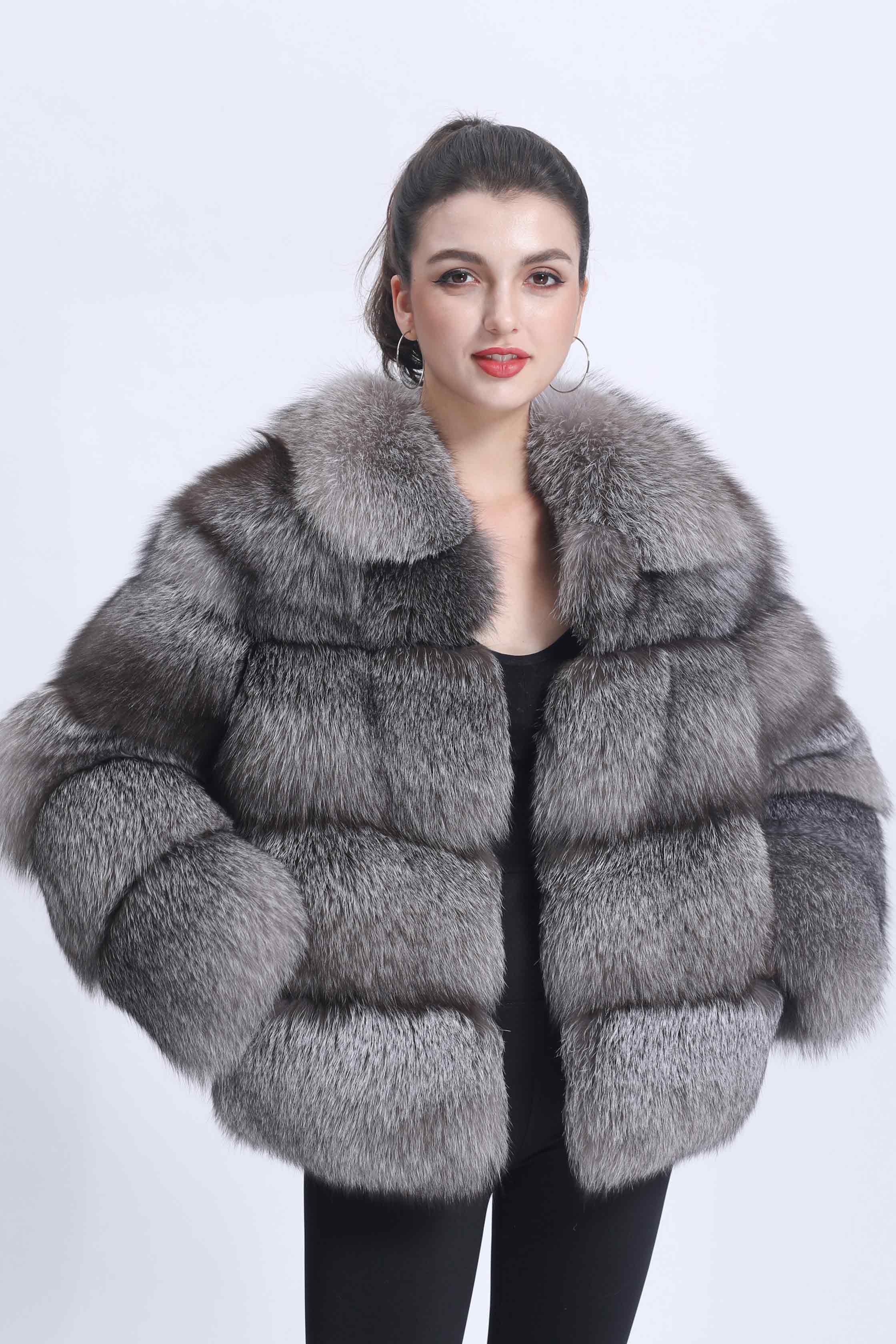 Warm Winter Ladies Real Fox Fur Fluffy Luxury Coat - Janefur