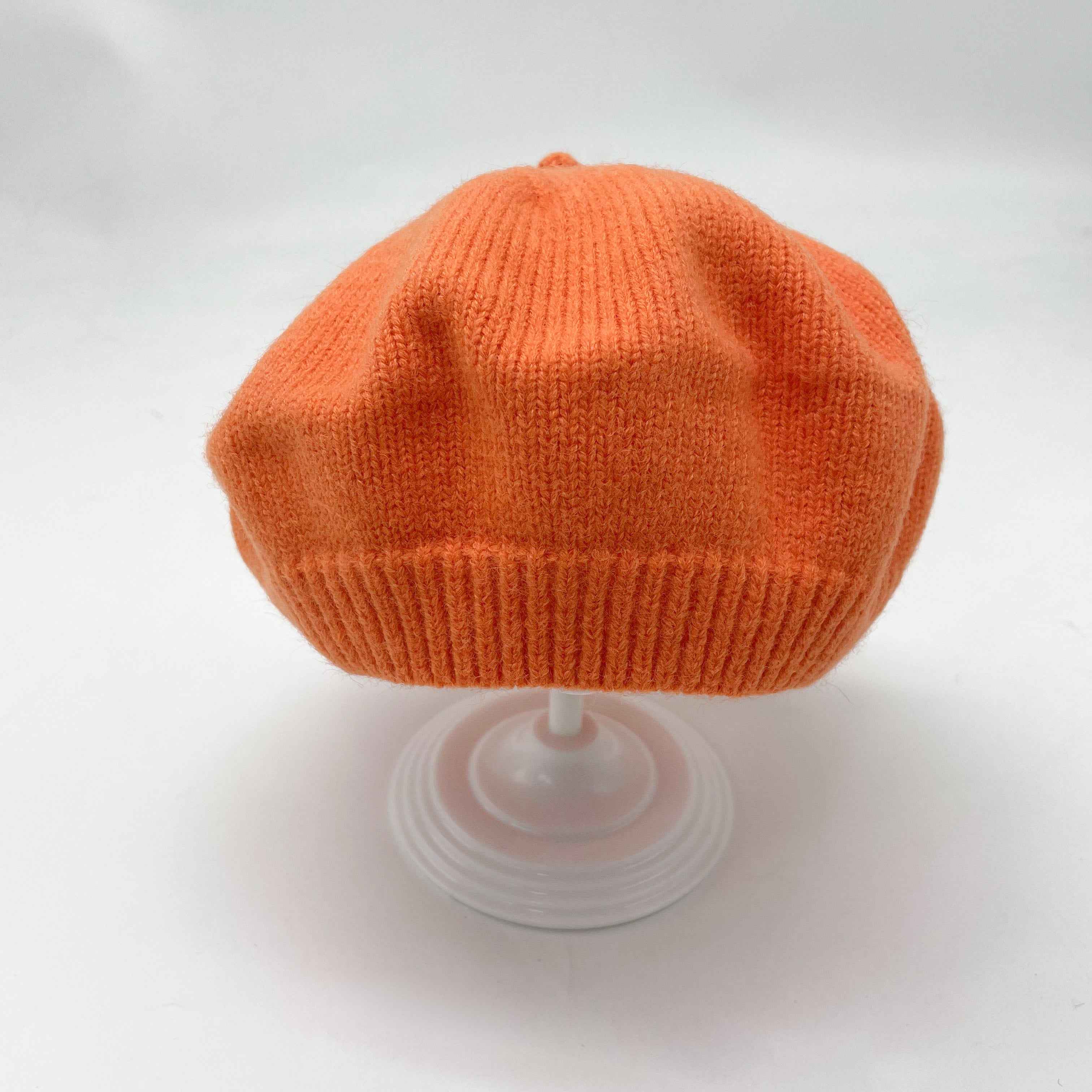 Kids' Knit Beret Hat in Rust Orange – Soft & Warm Winter Cap for Toddlers, Stylish & Cozy 7#Burnt Orange Child