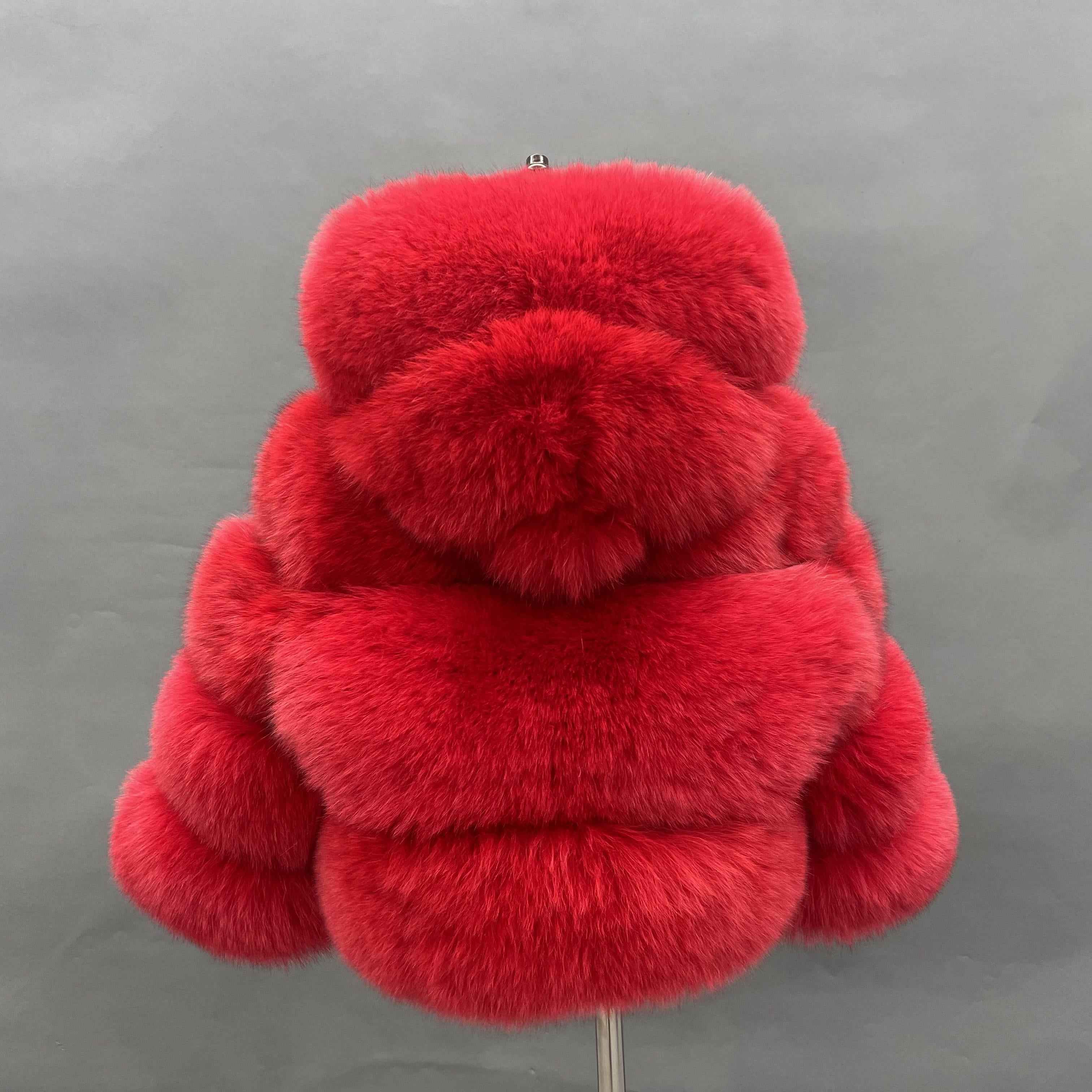 Children's fox fur coat kid's hooded winter coat