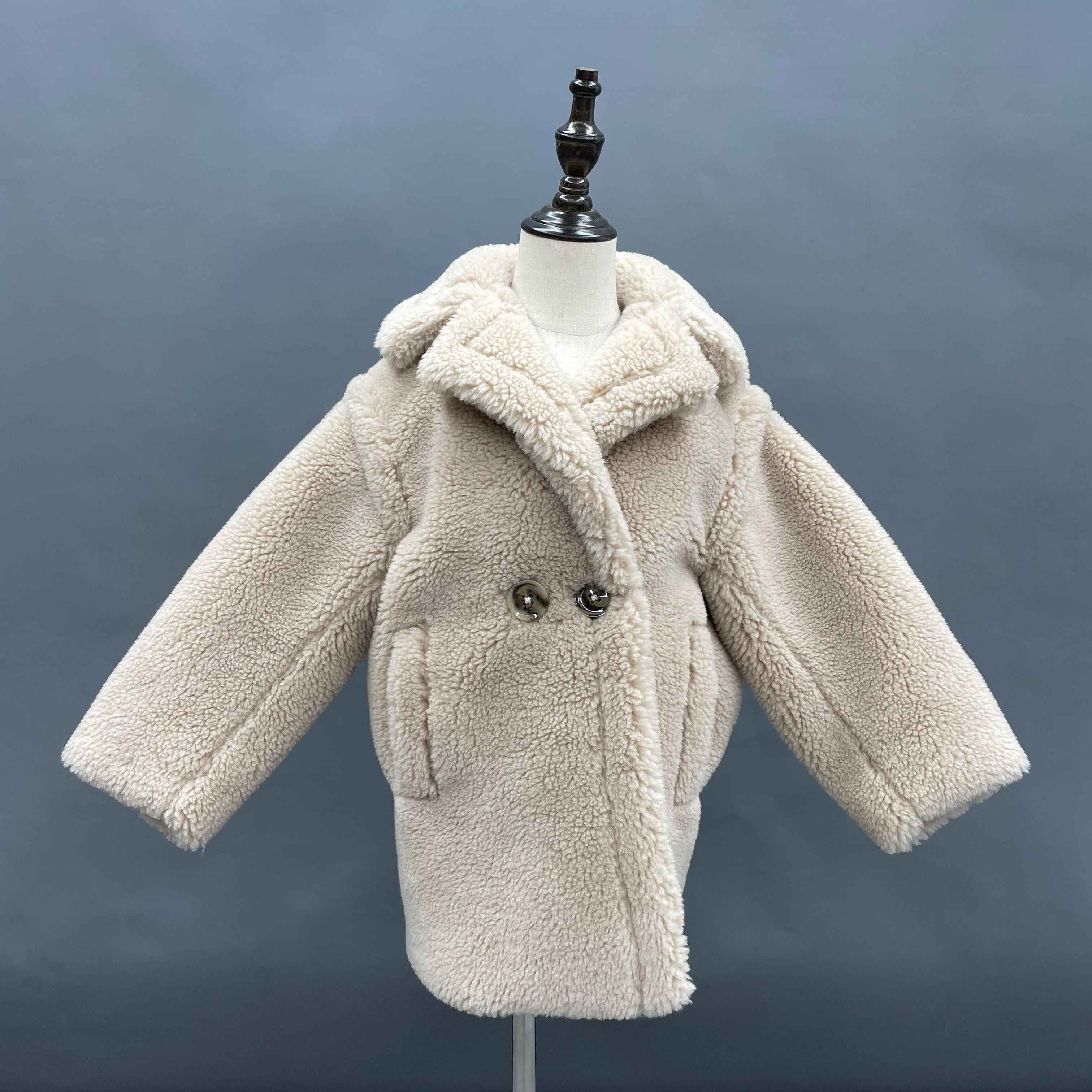 Teddy Bear Shearling Kids Jackets Spring Sheep Fur coat
