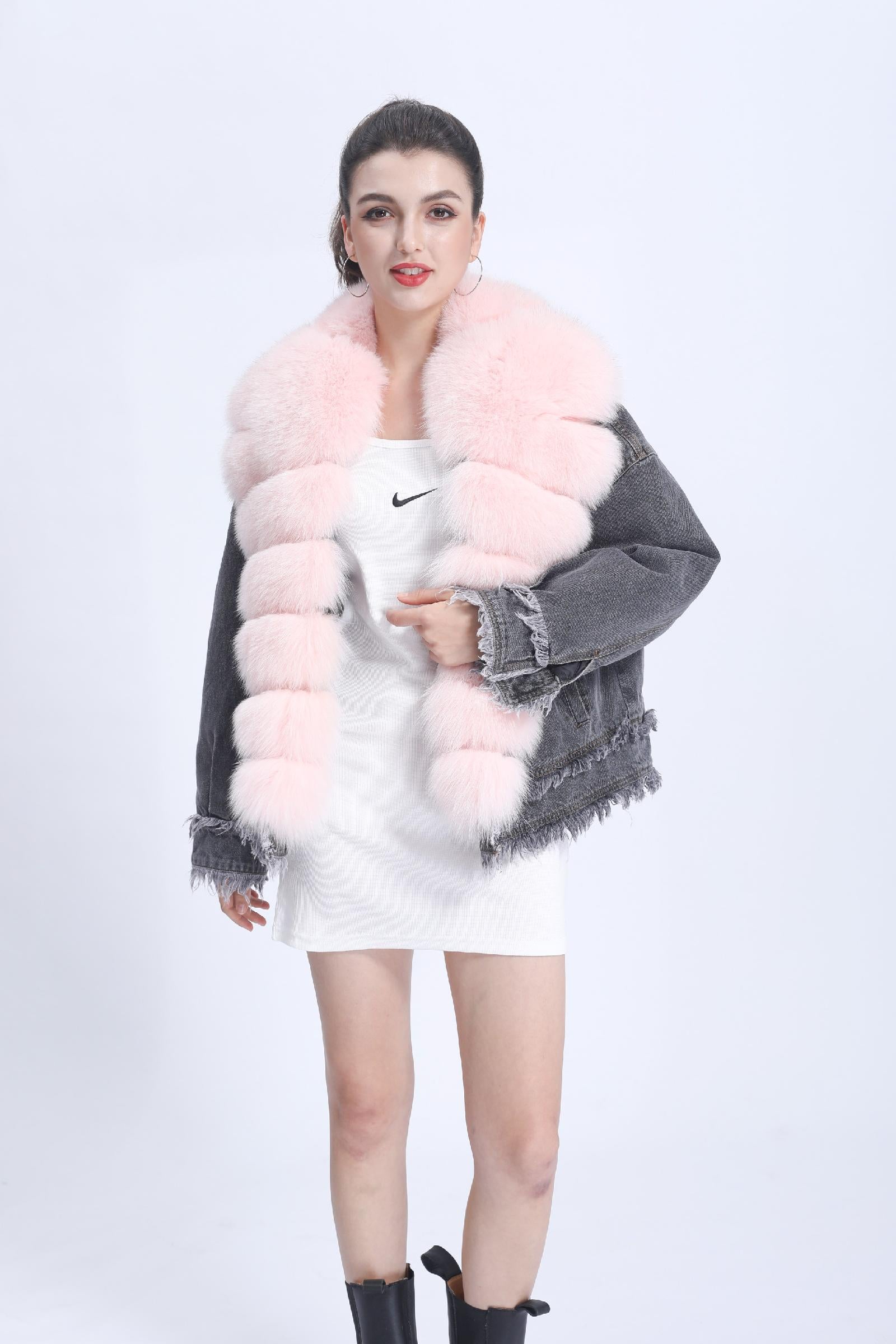 Women's Down Jacket With Real Large Fox Fur Collar Luxurious Coat For Winter Fluffy Jacket - Janefur