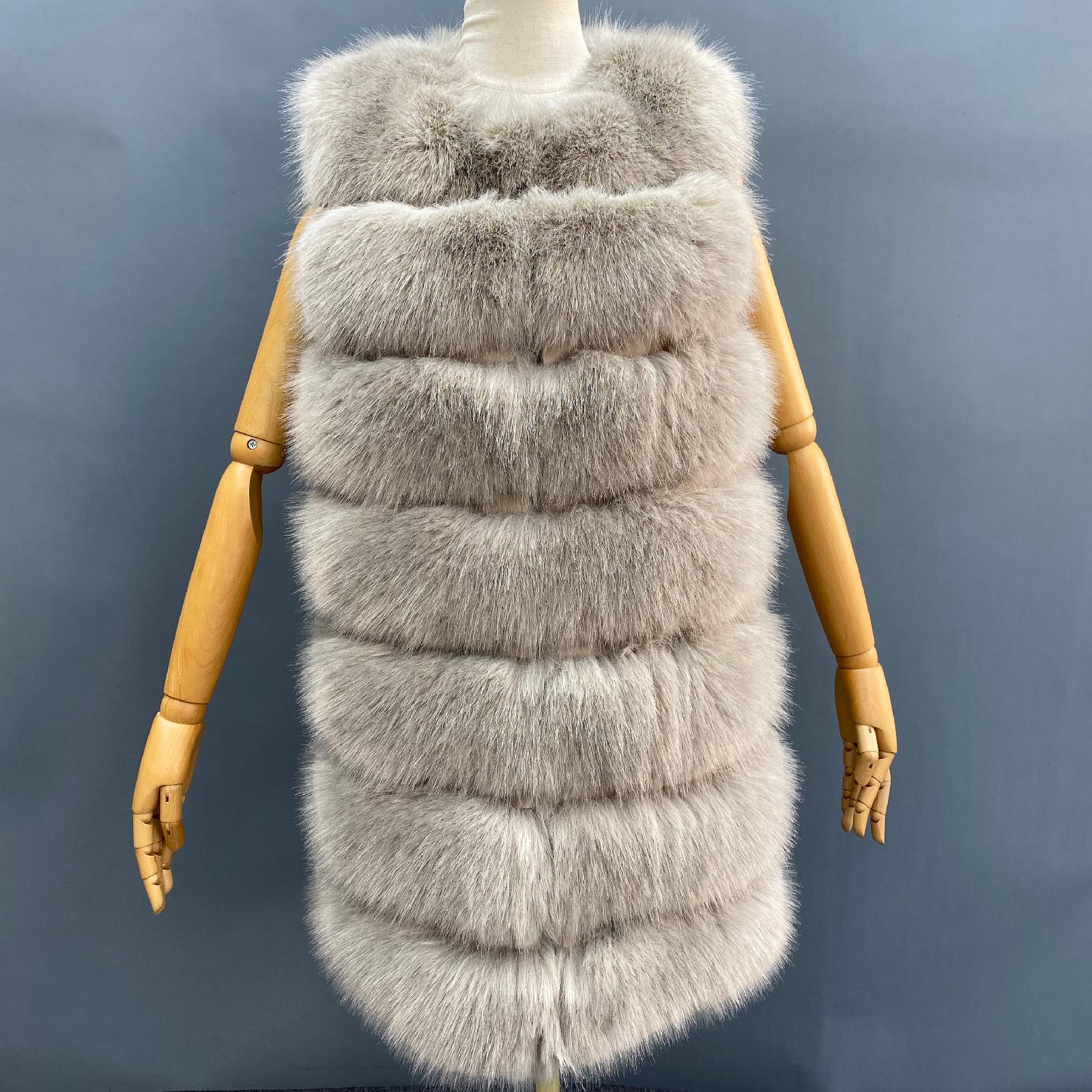 Spring and Autumn New Style Long Faux Fur Vest Eco Fur Vest - Janefur