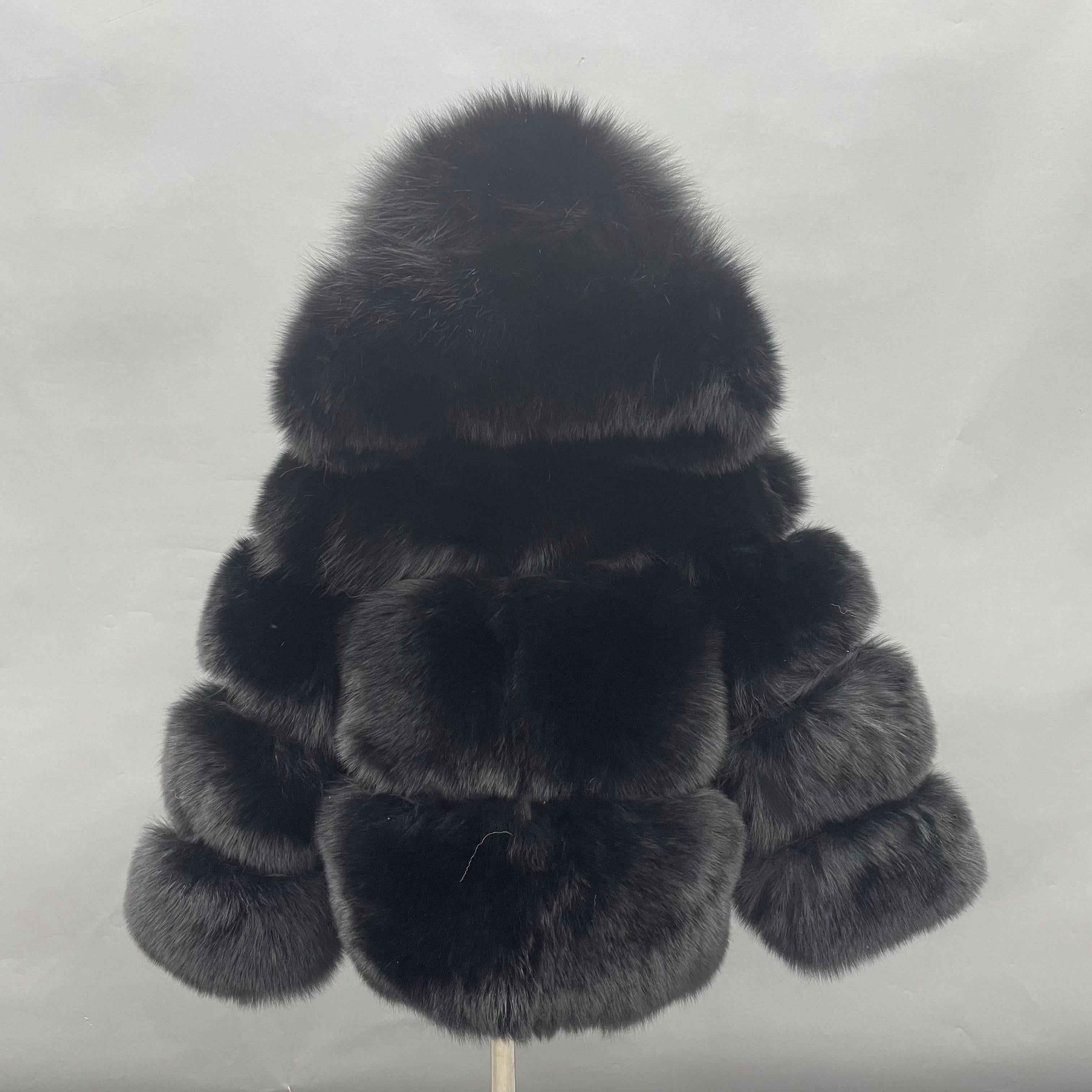Children's fox fur coat kid's hooded winter coat