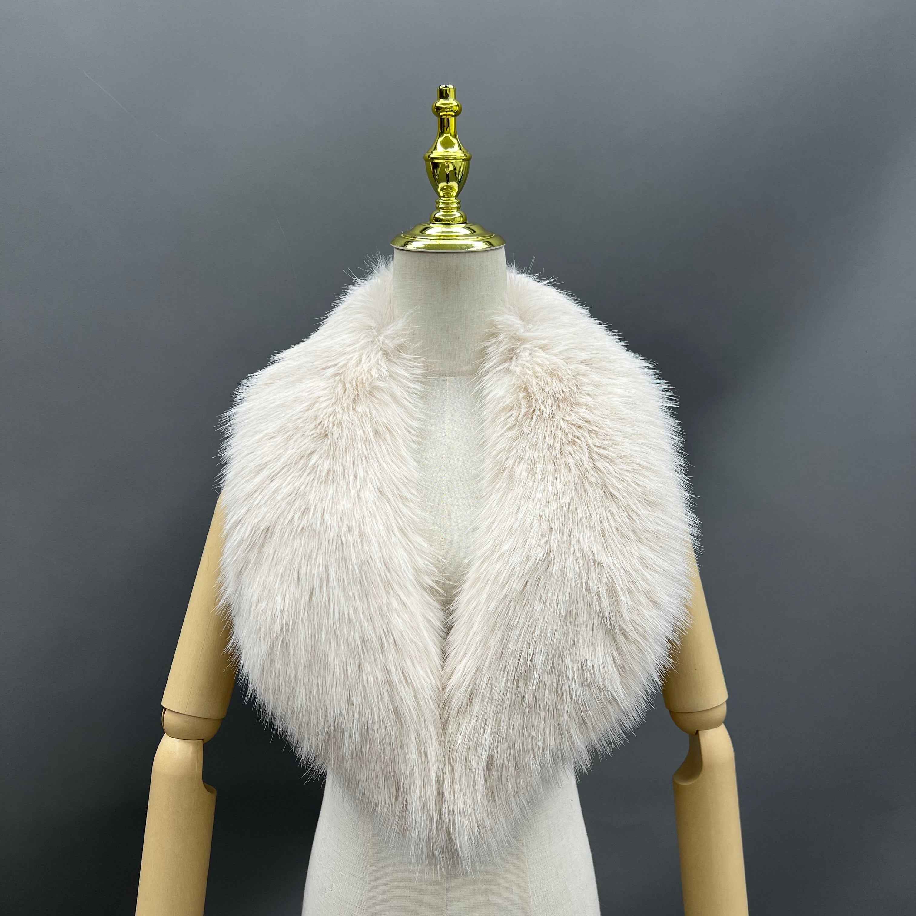 Women's Luxurious Faux Fur Shawl Collar - Winter Fashion Accessory 1#White F