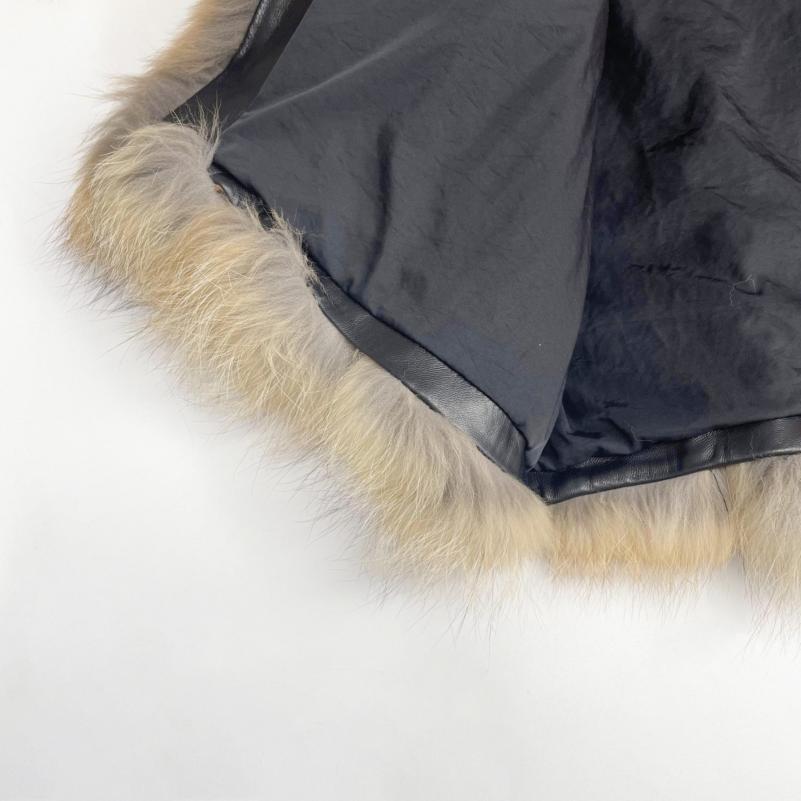 Men's Red Fox Fur Coat with Vertical Stripes and a Hood - Janefur