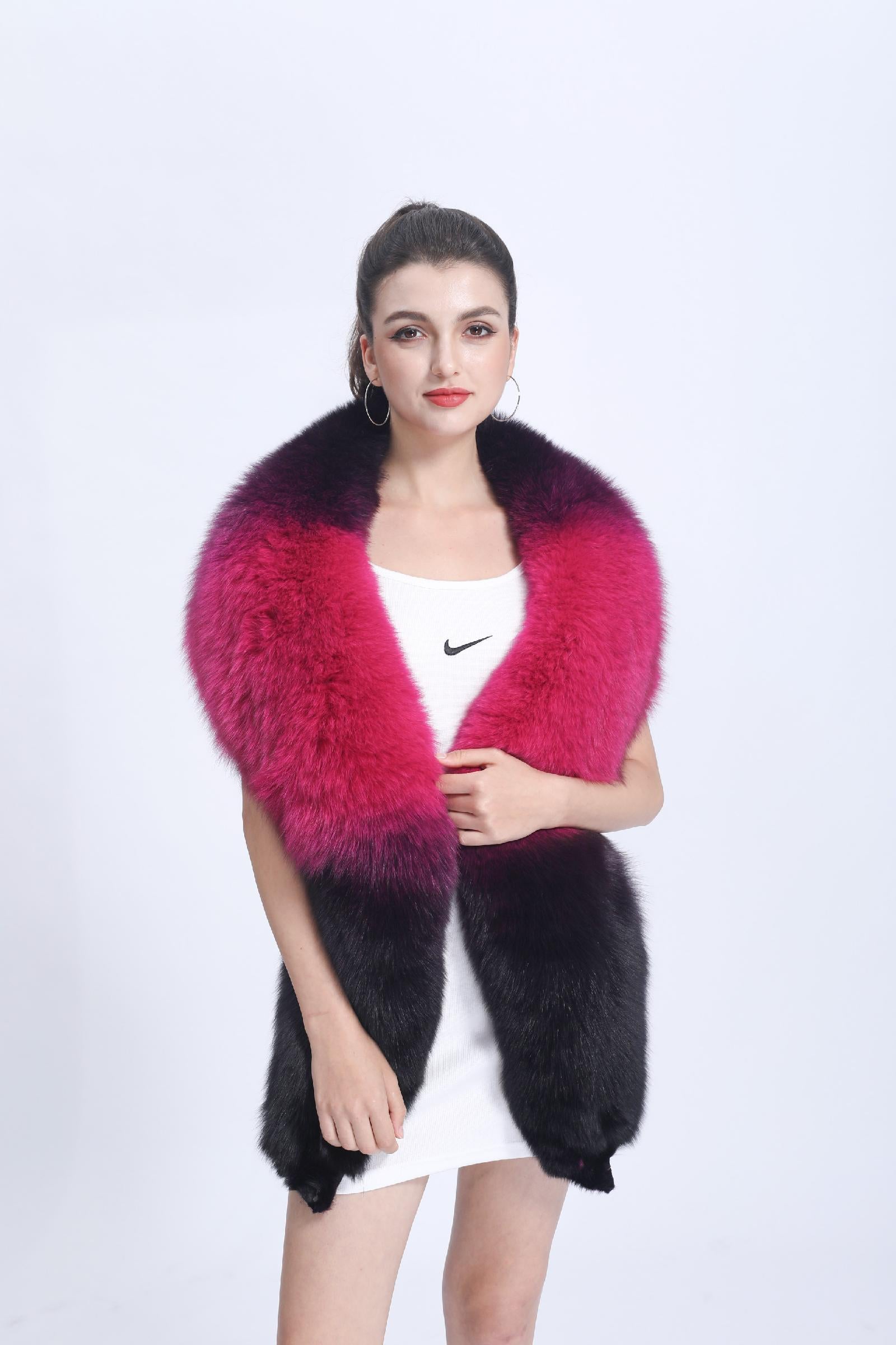 Real Fox Fur Shawl Fox fur trim Winter Women Real Fur Fashion Poncho Fox Fur Trimmed Cape Winter Cape Female - Janefur