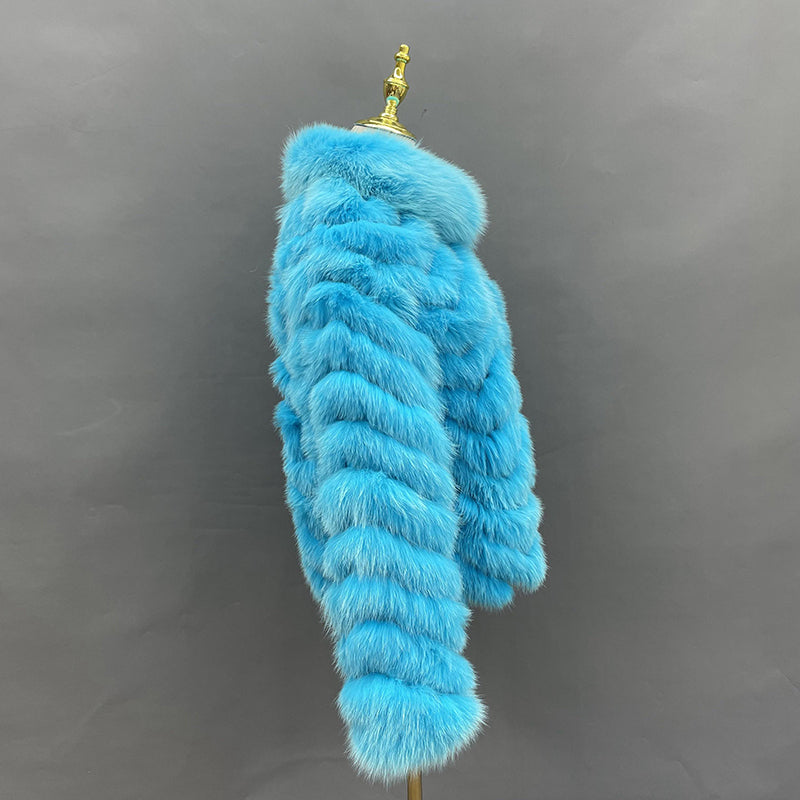 Winter Women Short Wear Two-Sided Real Fox Fur Coat - Janefur