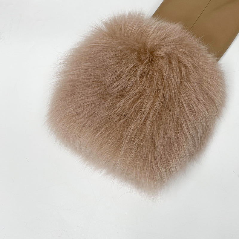 Fox Fur Collar Real Leather Women's New Fashion Jacket - Janefur