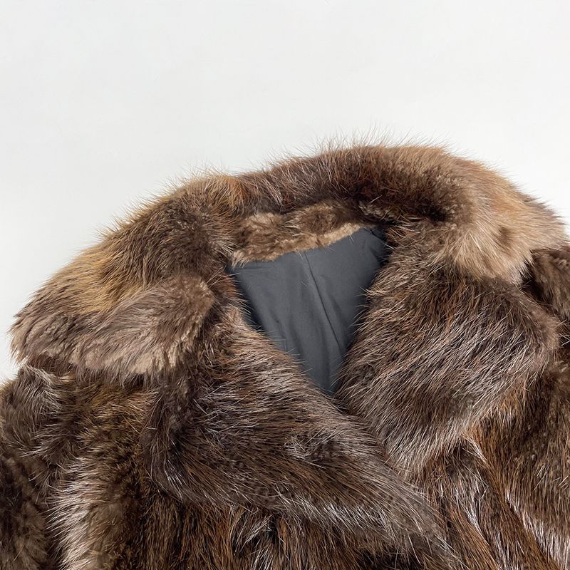 Warm Winter New Men's Long Sleeve Suit Collar Beaver Fur Coat - Janefur