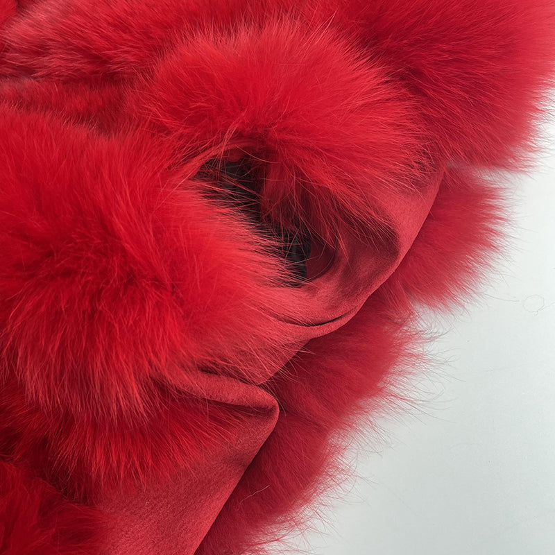 Winter Long Hooded Fox Fur Womens Luxury Vest - Janefur