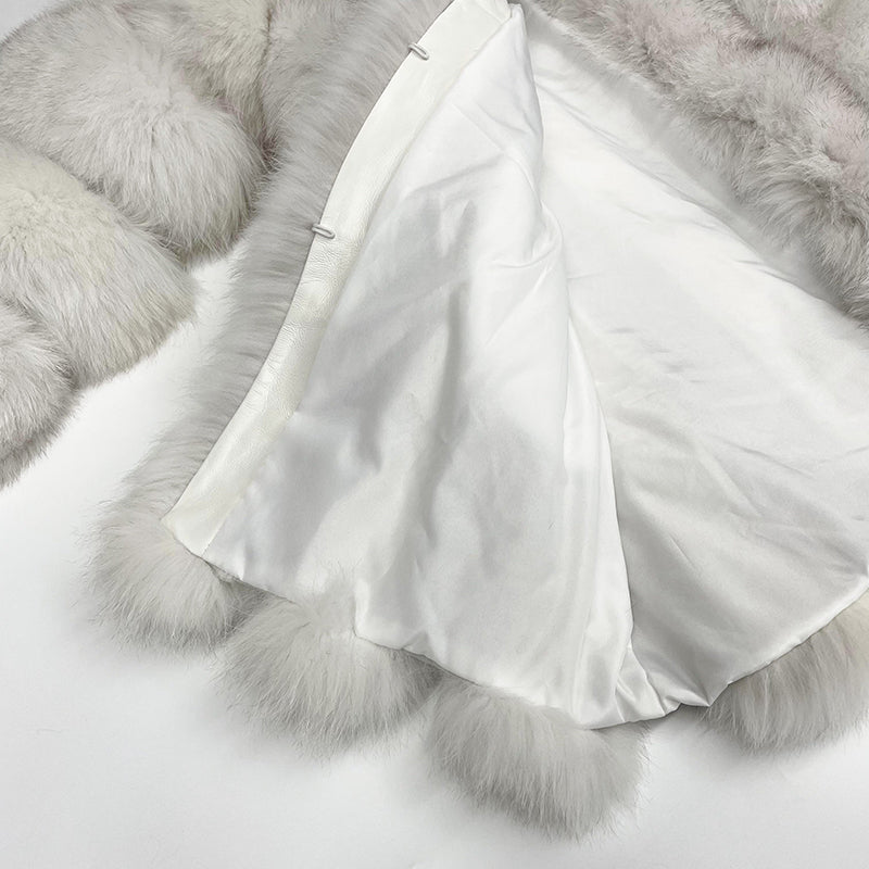 Women's Warm Real Fox Fur Hooded Coat In Winter - Janefur