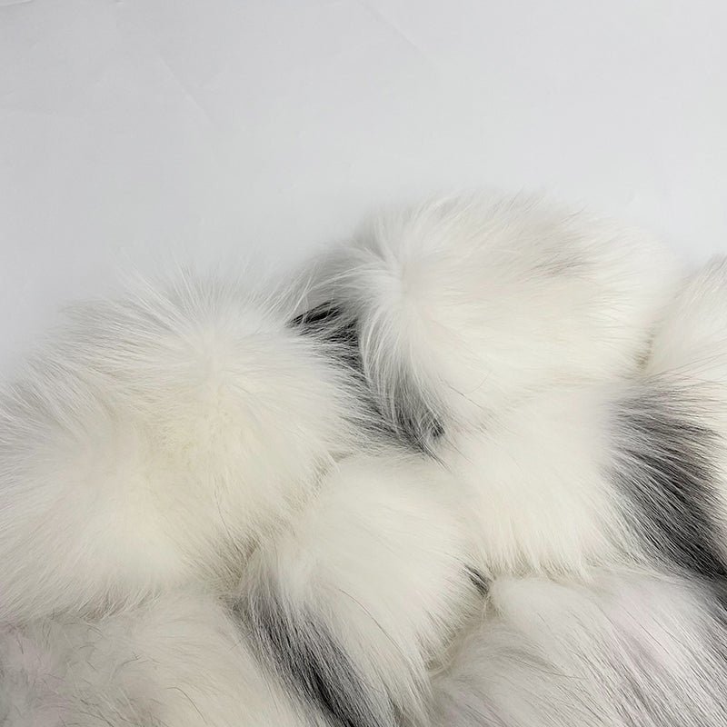 Round Neck Short Genuine Fur Fox Fur Women's Short Casual Coat - Janefur