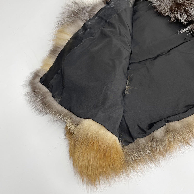 Stand-up Collar Real Fox Fur Soft Fluffy Women's Luxury Cape - Janefur