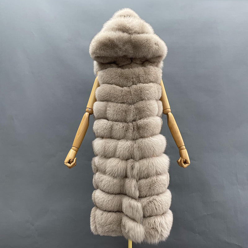 Winter Women Fox Fur Gilet Warm Long Soft Comfortable Outwear Vest For Female - Janefur