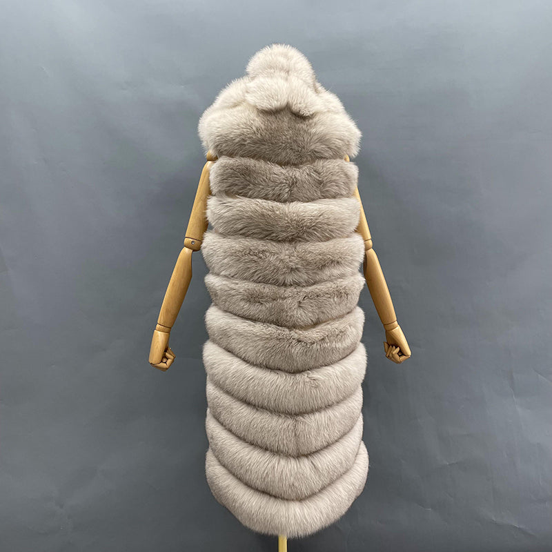 Winter Women Fox Fur Gilet Warm Long Soft Comfortable Outwear Vest For Female - Janefur