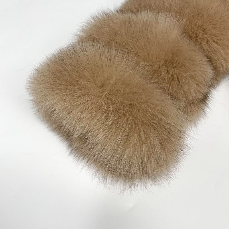 Women's Winter Warm Comfortable Crewneck Real Fox Fur Jacket - Janefur