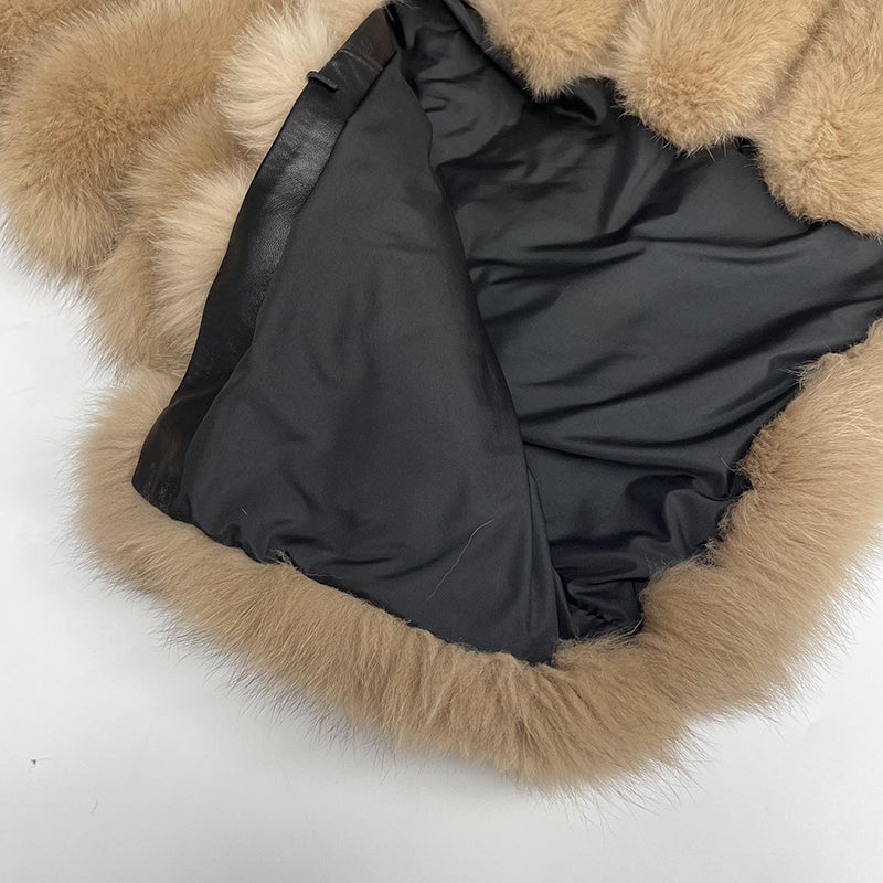 Women's Winter Warm Comfortable Crewneck Real Fox Fur Jacket - Janefur