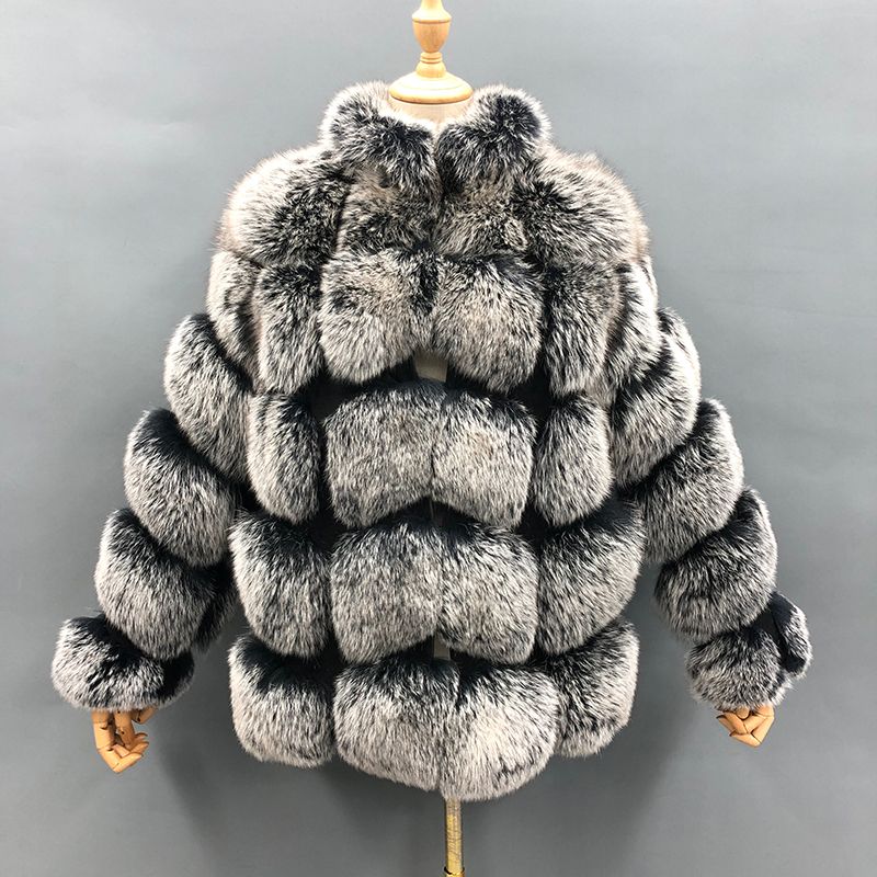 Winter Luxury Blue Fox Coat Real Fox Fur Women's Fashion Jacket - Janefur
